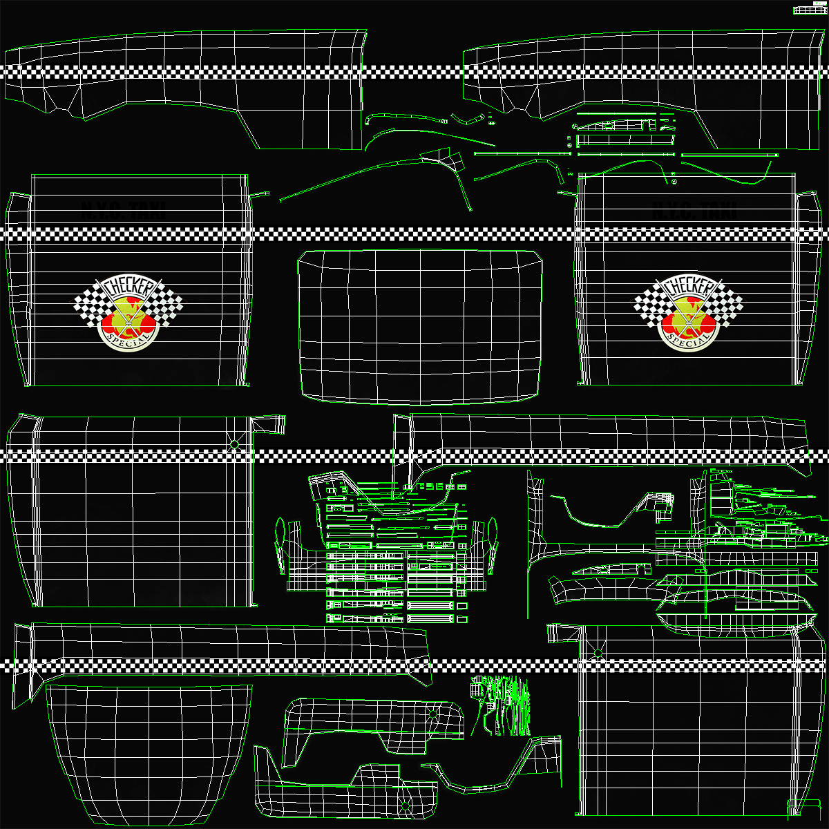 3D model Checker Marathon Taxi Cab Vintage Rigged