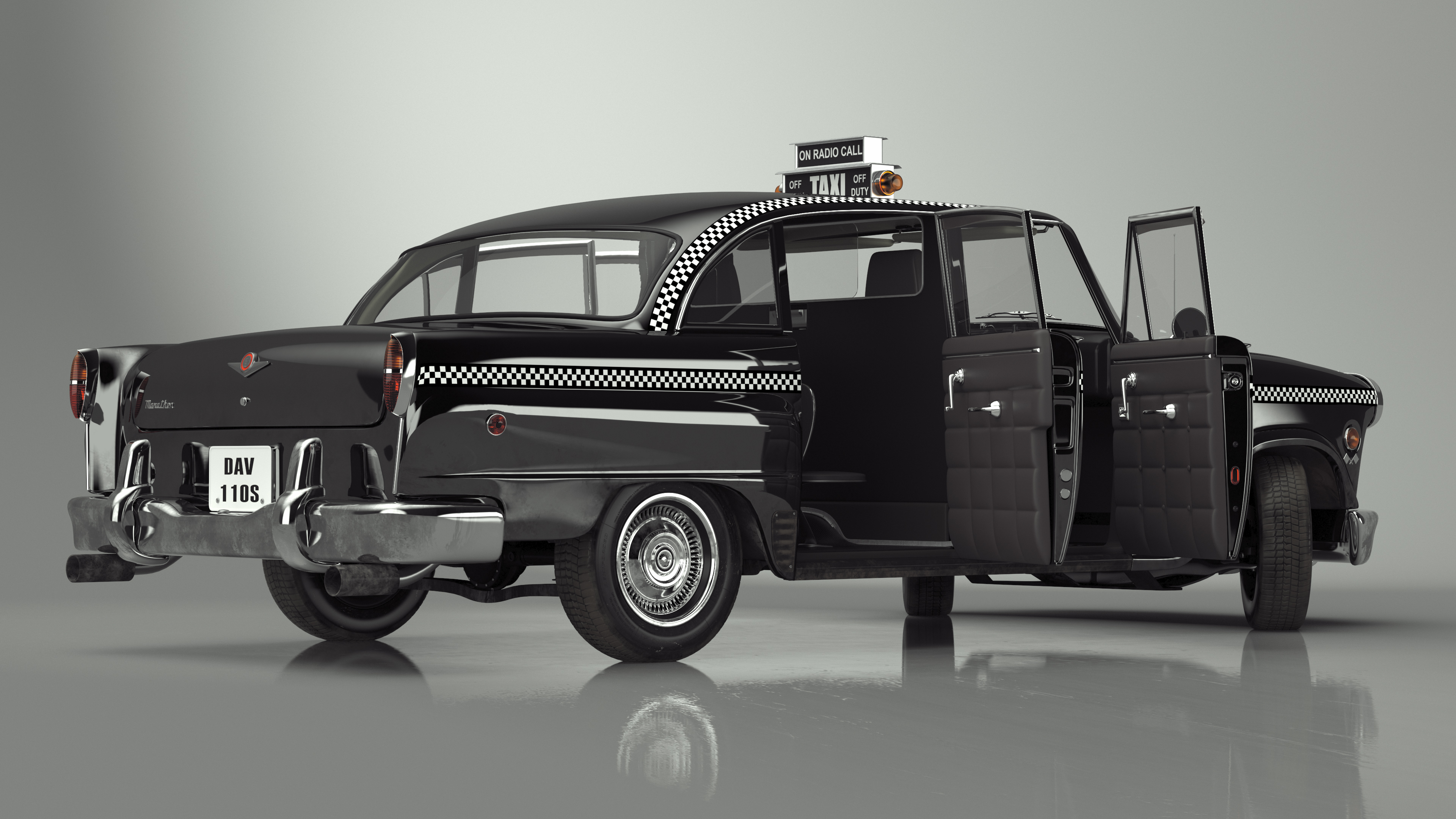 3D model Checker Marathon Taxi Cab Vintage Rigged