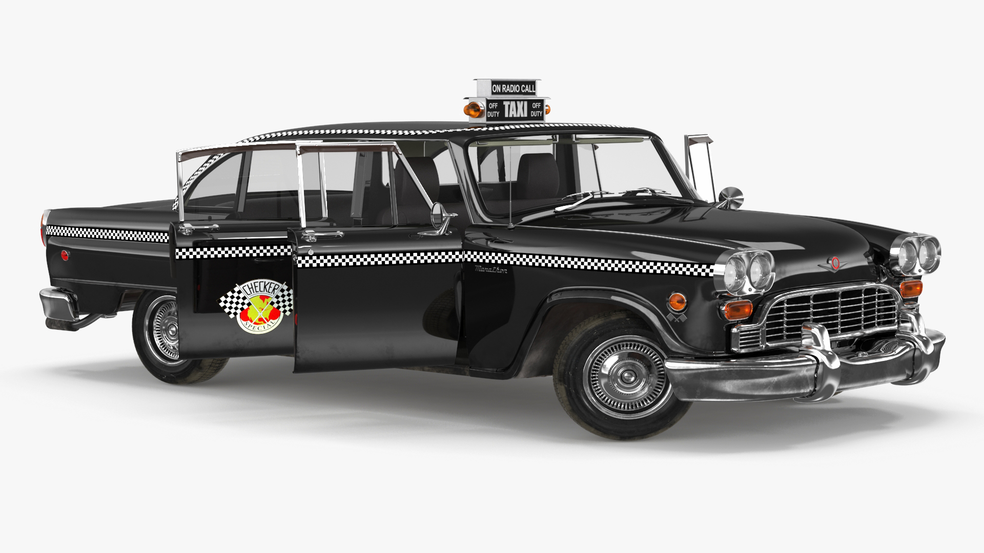 3D model Checker Marathon Taxi Cab Vintage Rigged