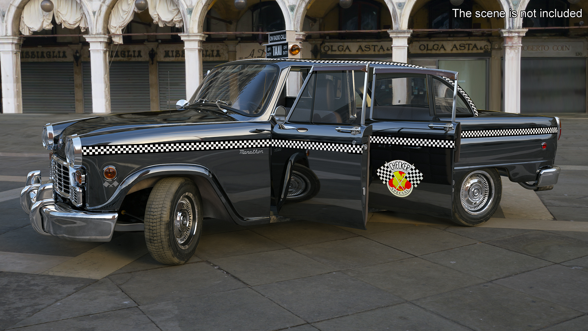 3D model Checker Marathon Taxi Cab Vintage Rigged