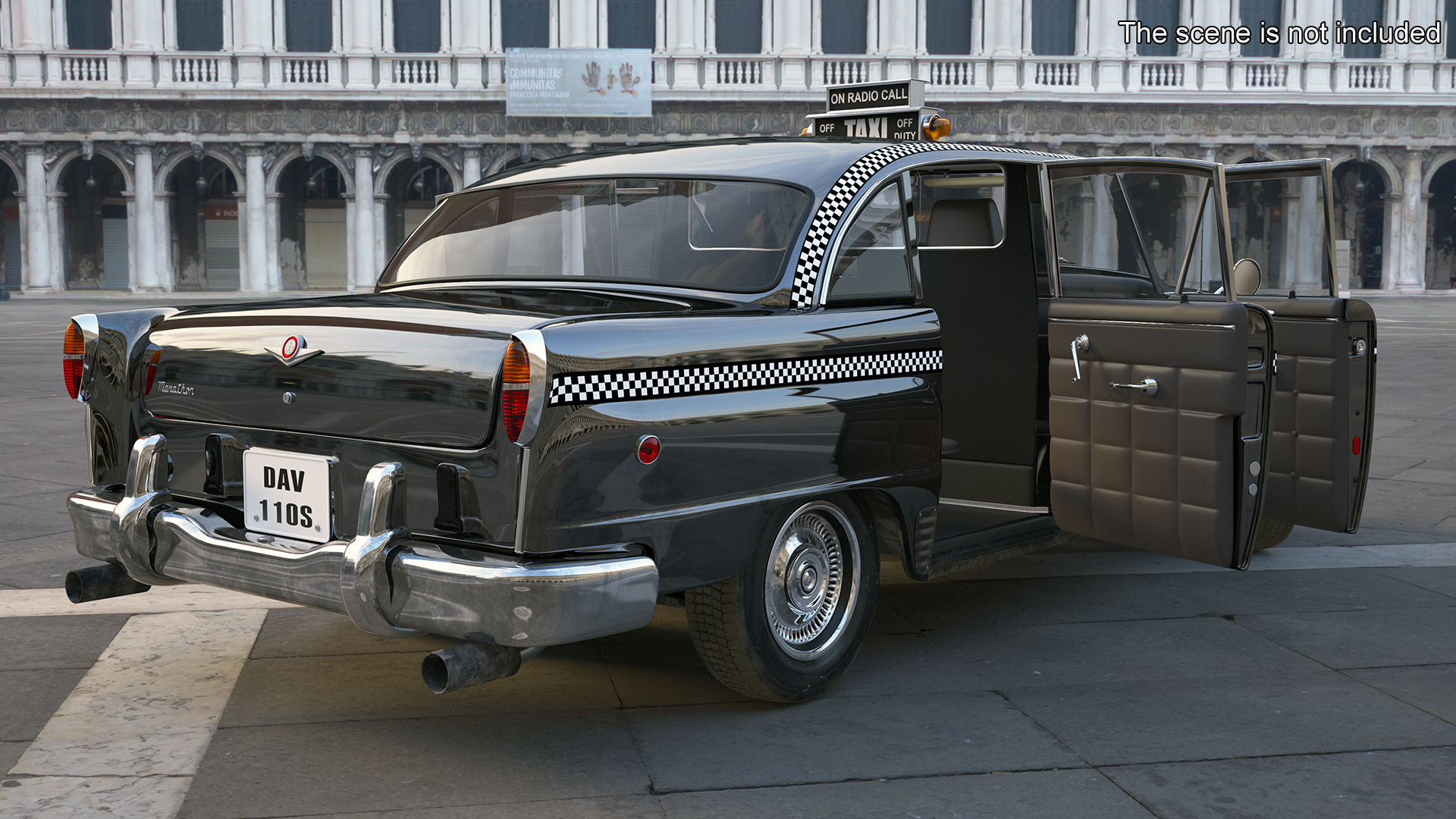 3D model Checker Marathon Taxi Cab Vintage Rigged