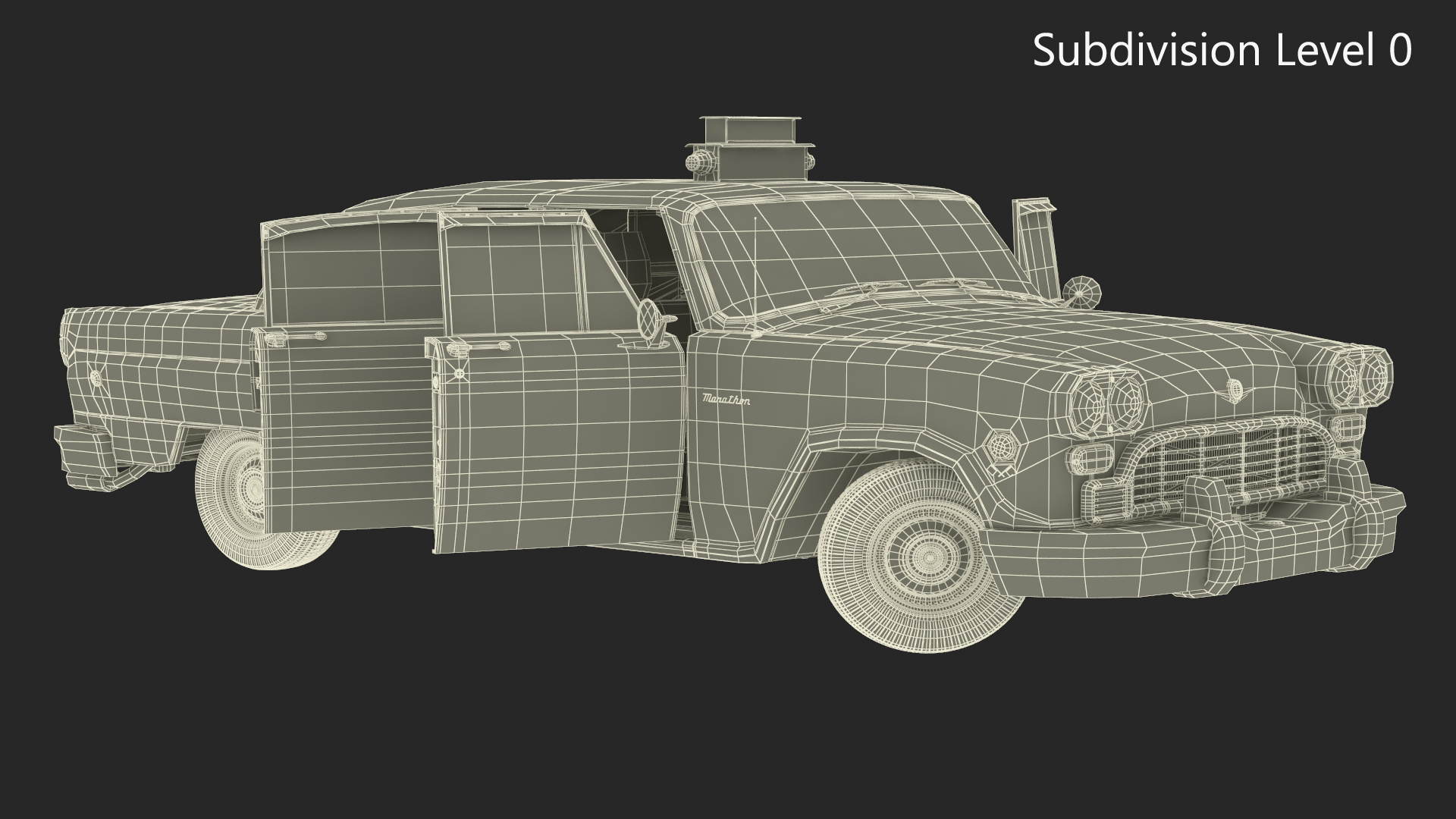 3D model Checker Marathon Taxi Cab Vintage Rigged