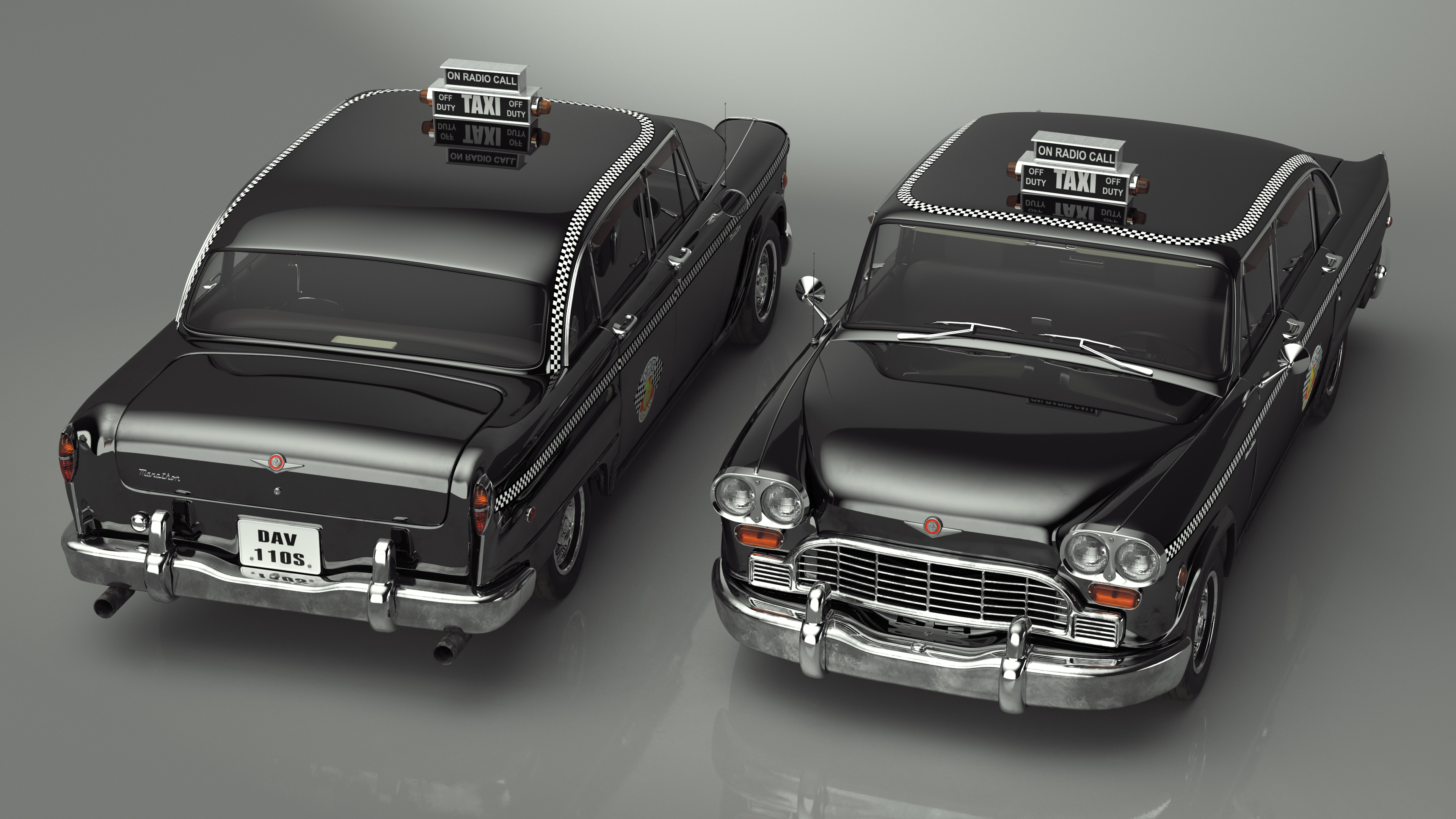 3D model Checker Marathon Taxi Cab Vintage Rigged