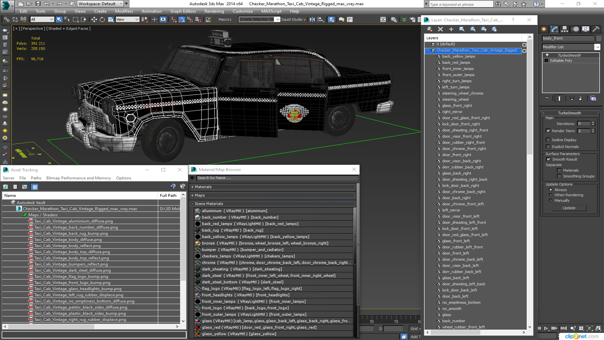 3D model Checker Marathon Taxi Cab Vintage Rigged