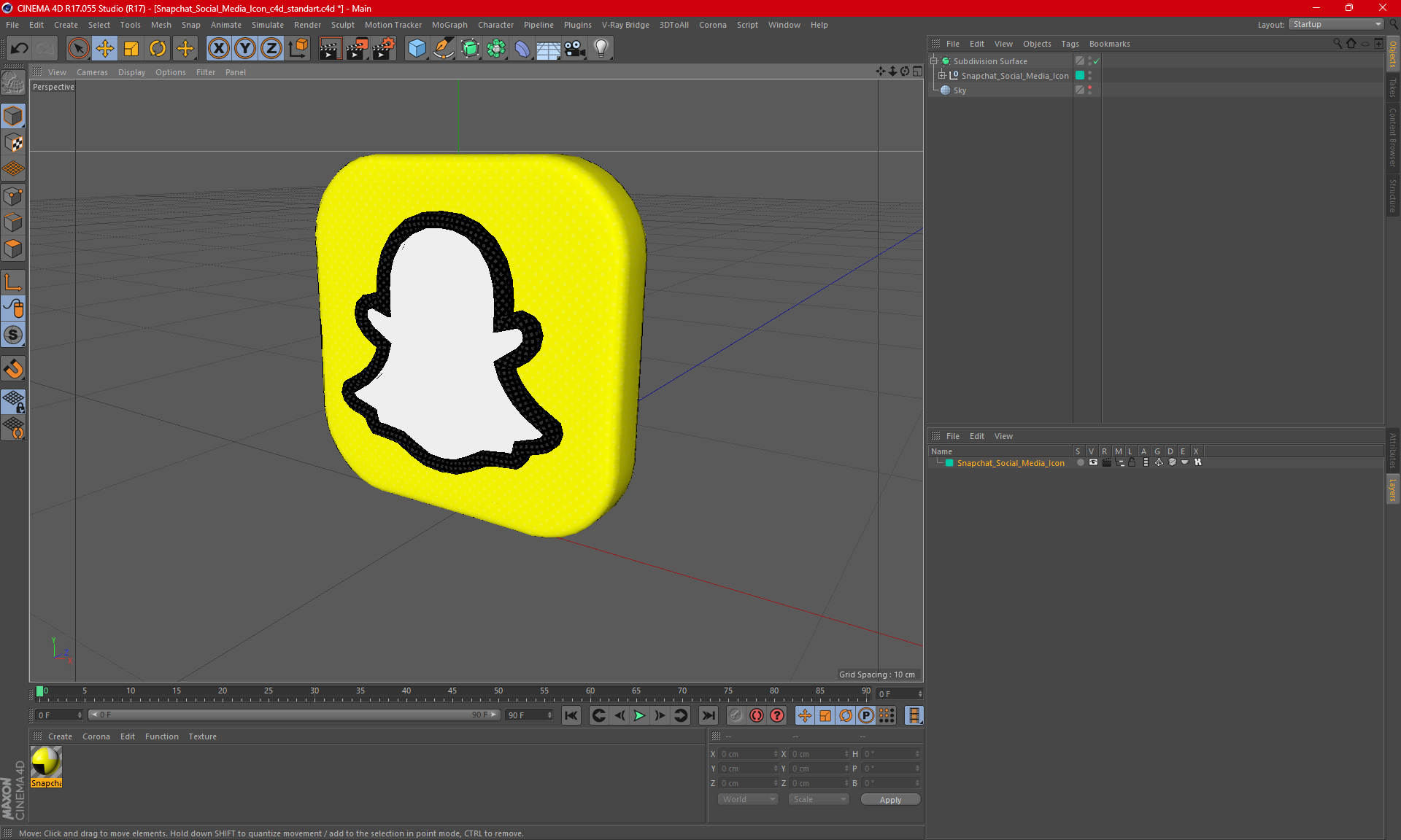 3D Snapchat Social Media Icon