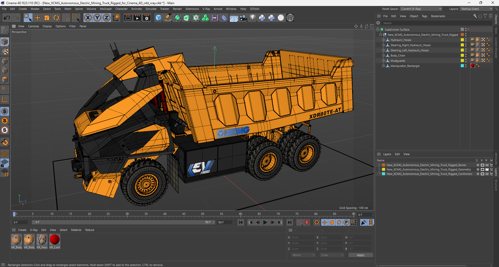 New XCMG Autonomous Electric Mining Truck Rigged for Cinema 4D 3D