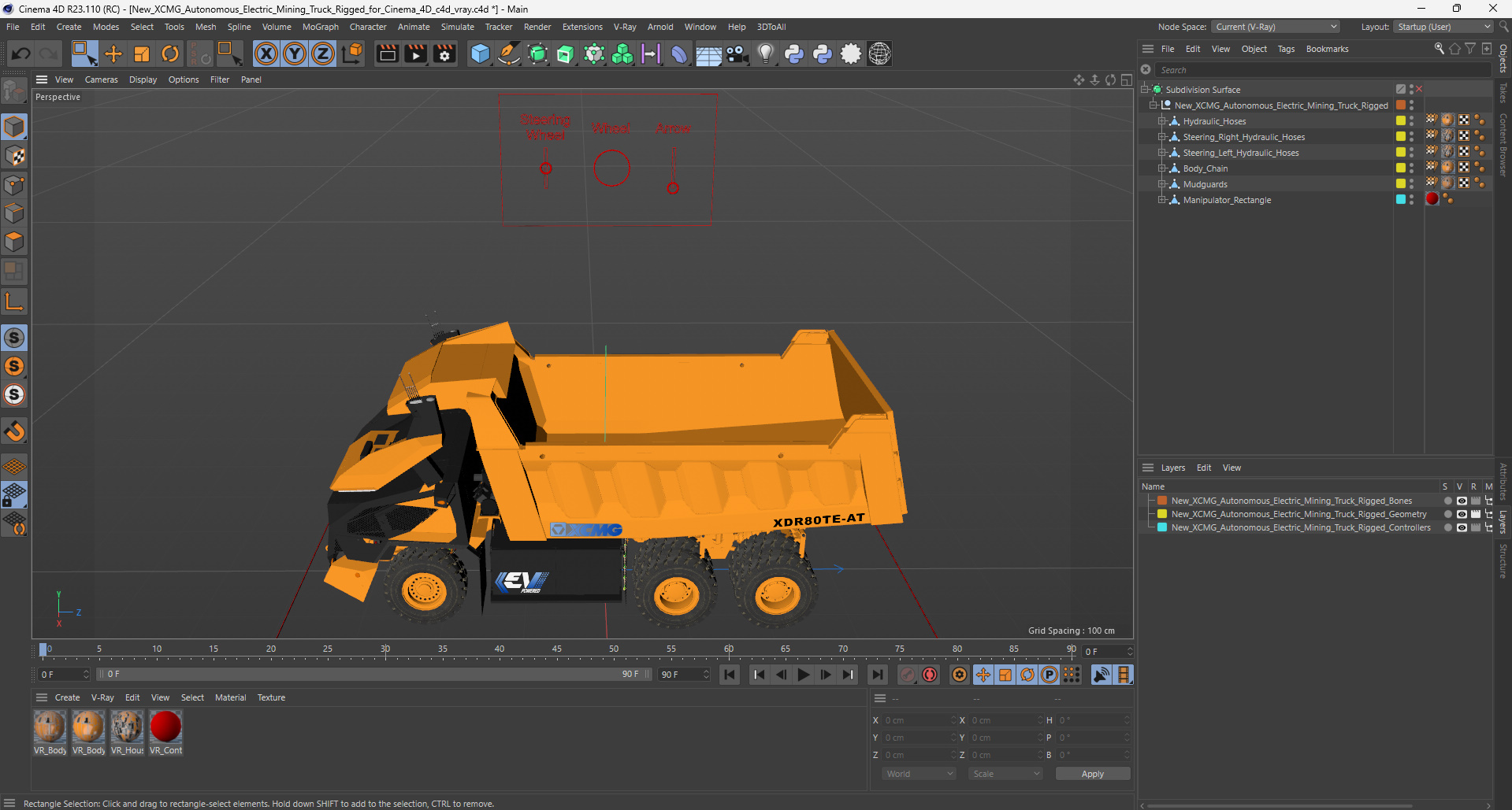 New XCMG Autonomous Electric Mining Truck Rigged for Cinema 4D 3D