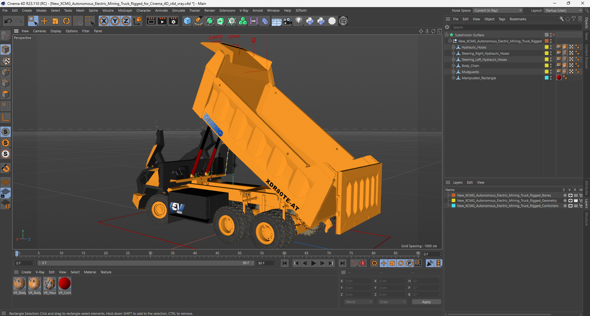 New XCMG Autonomous Electric Mining Truck Rigged for Cinema 4D 3D