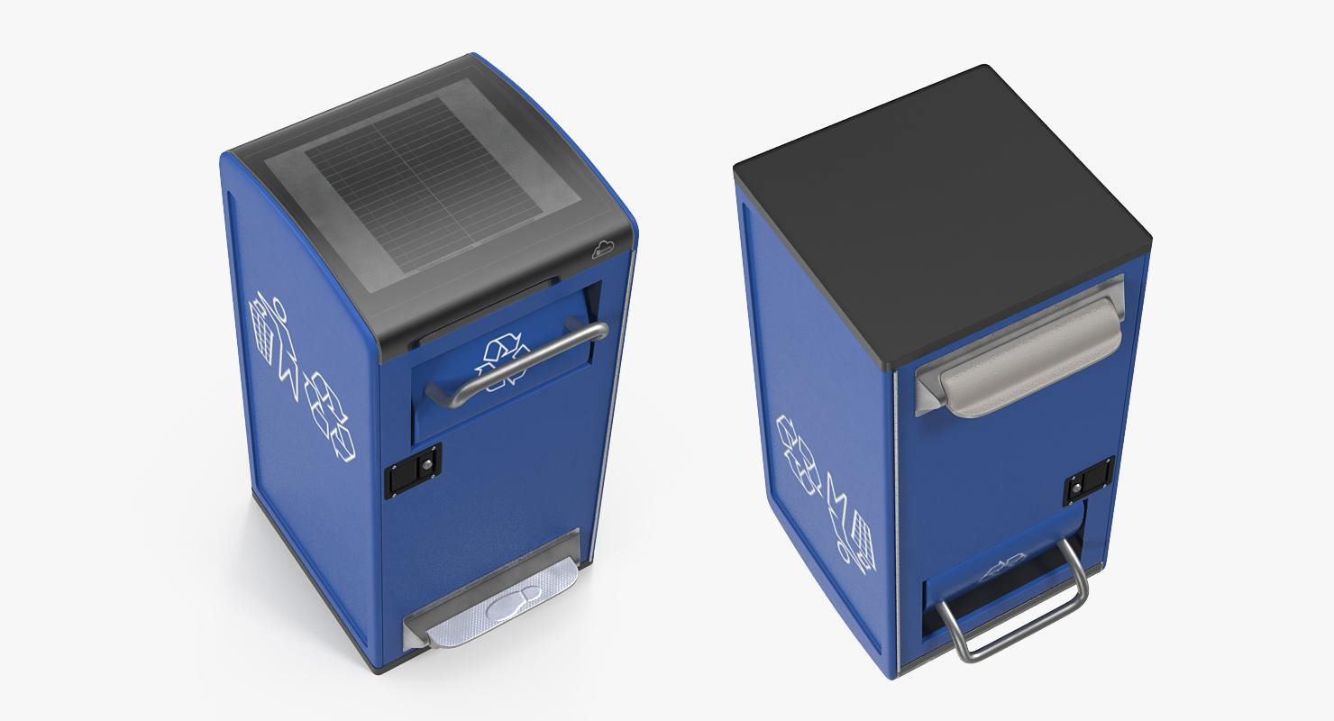 3D Modern Solar Recycling Bin