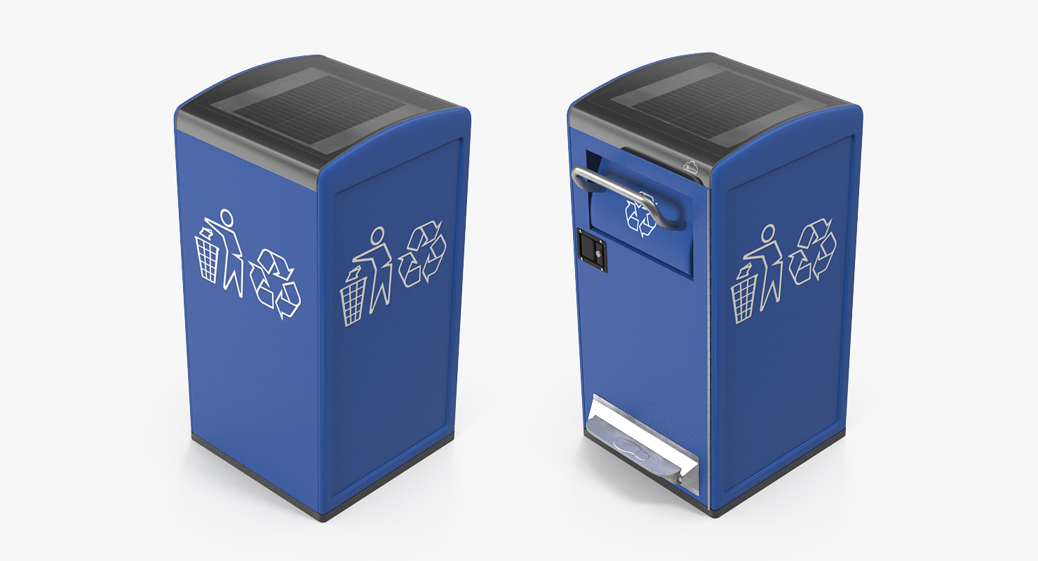 3D Modern Solar Recycling Bin