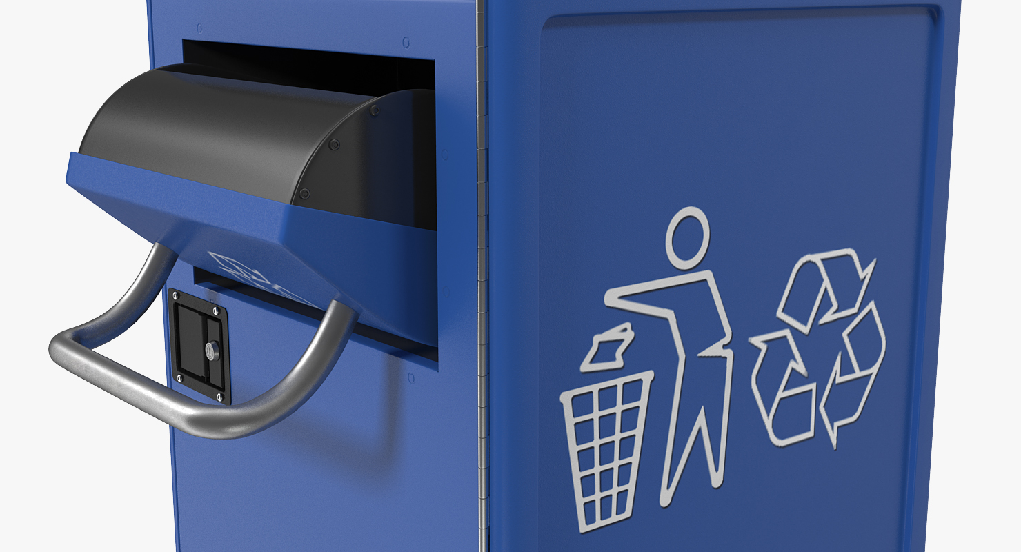 3D Modern Solar Recycling Bin