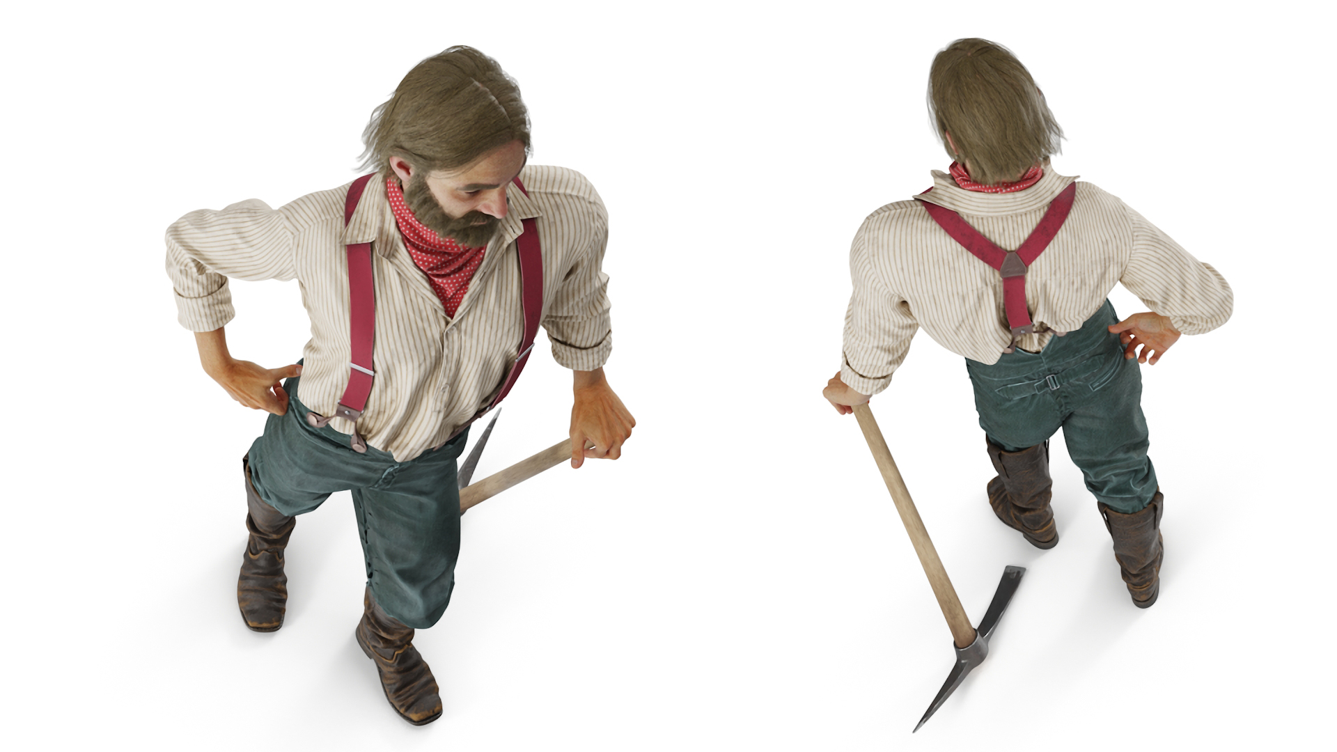 Old West Miner Resting 3D