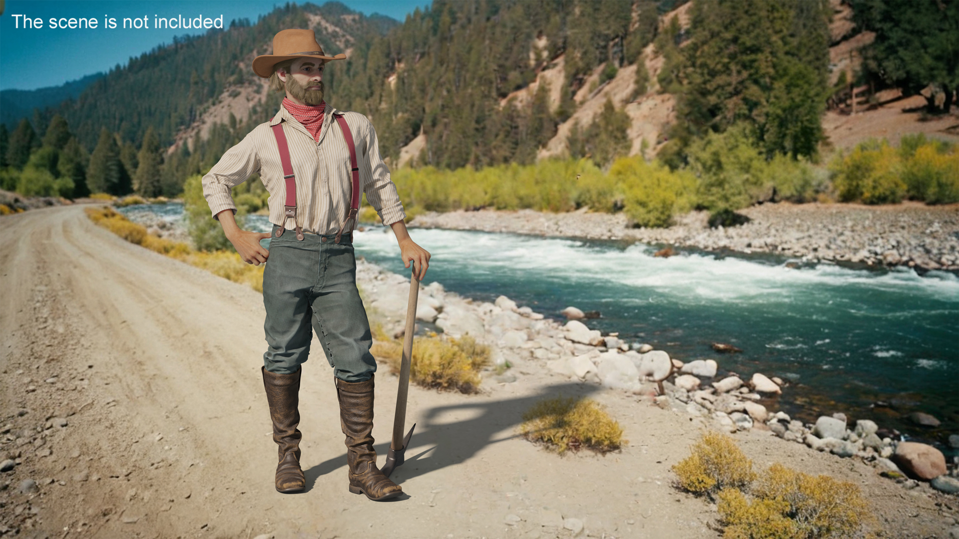Old West Miner Resting 3D