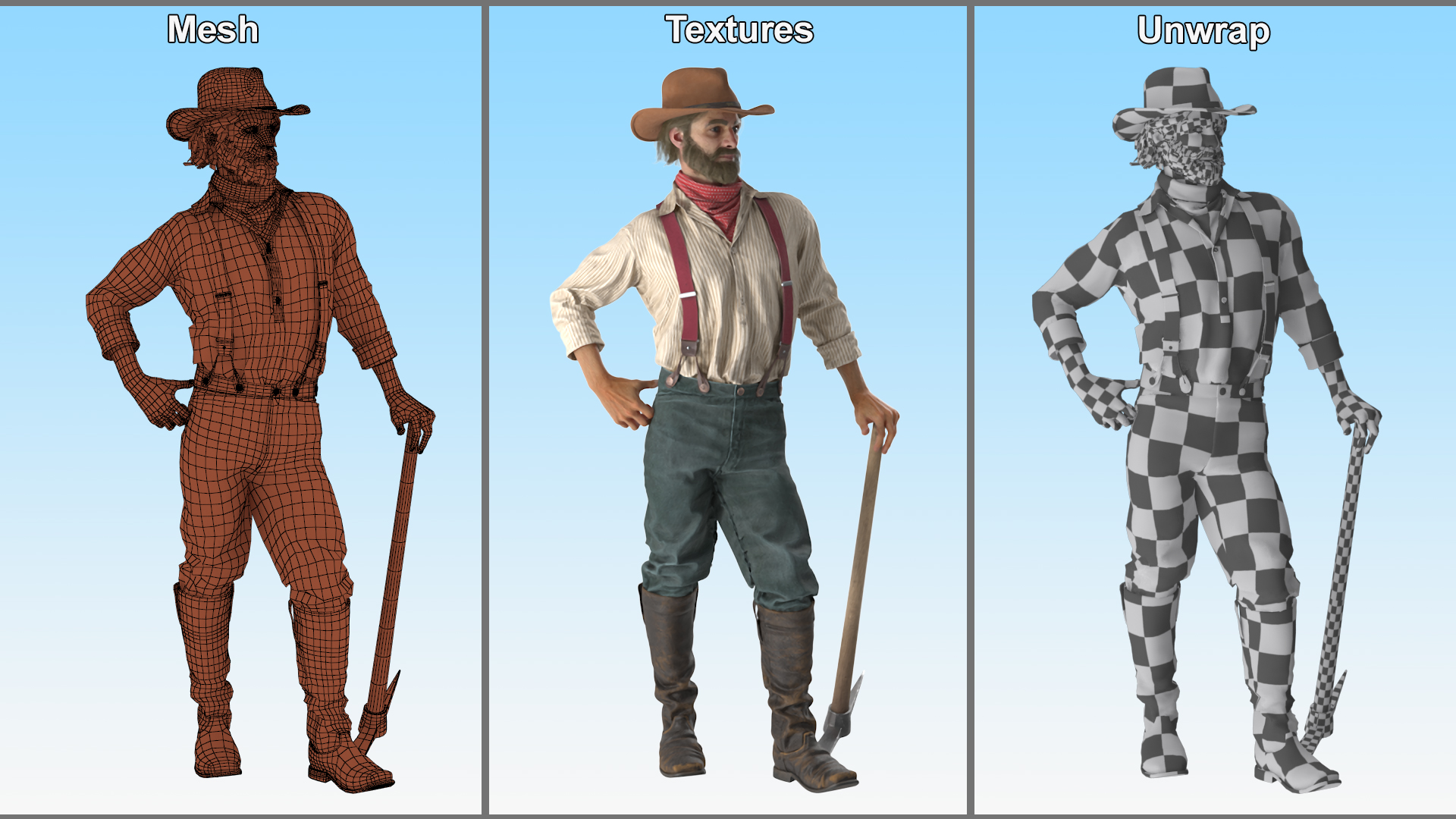 Old West Miner Resting 3D
