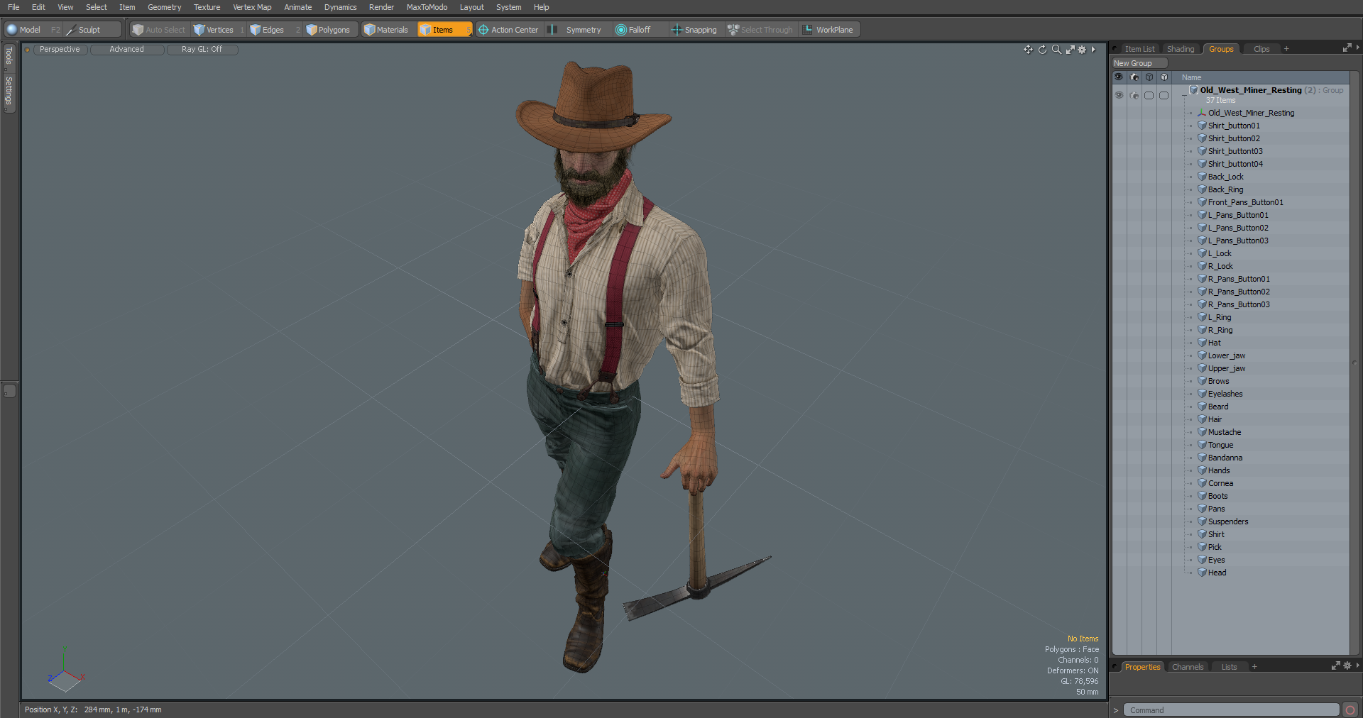 Old West Miner Resting 3D