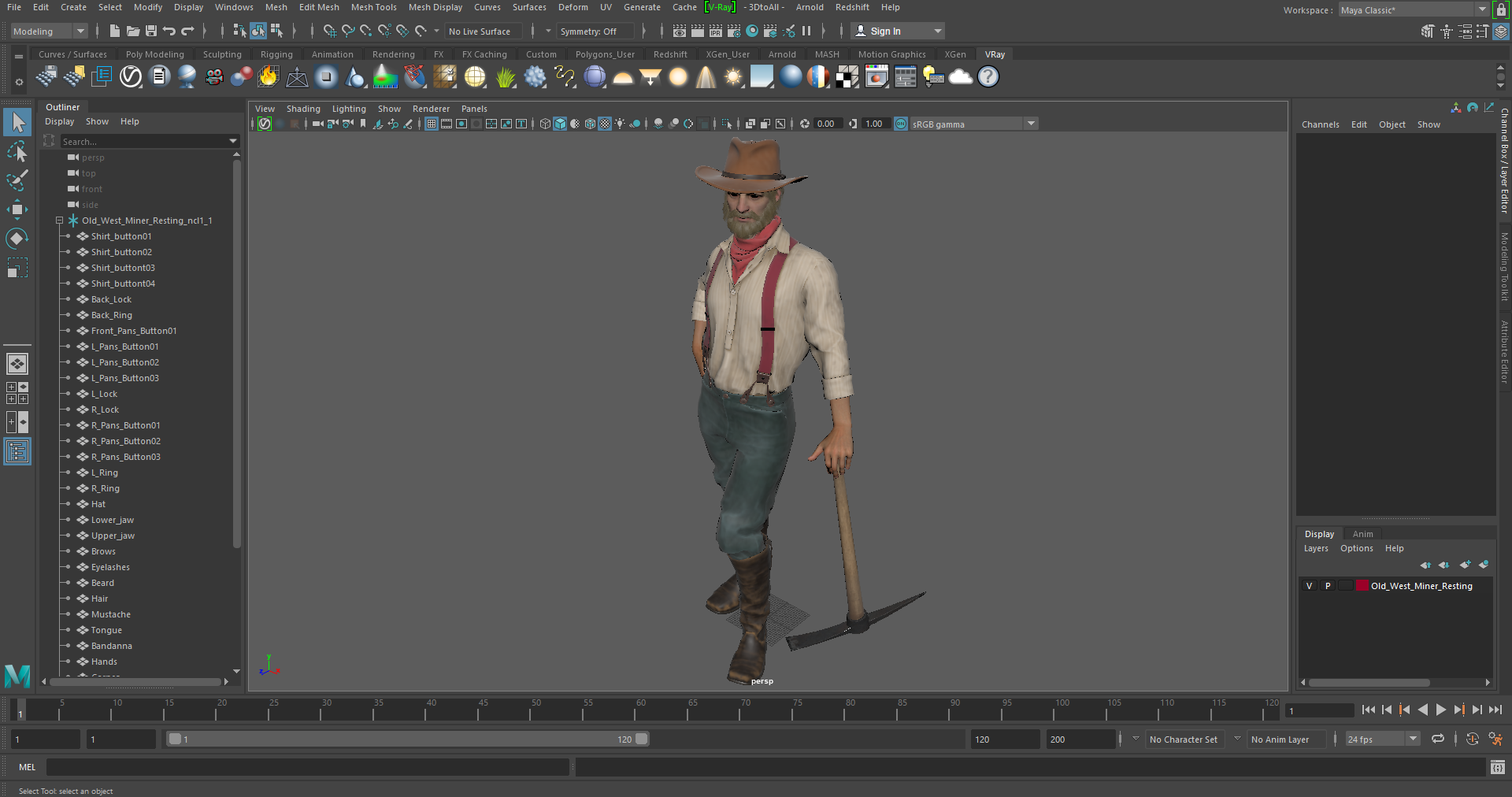 Old West Miner Resting 3D