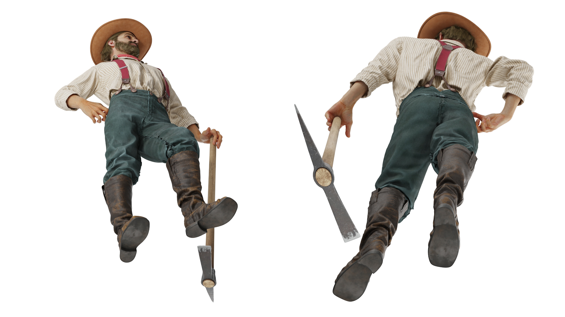 Old West Miner Resting 3D