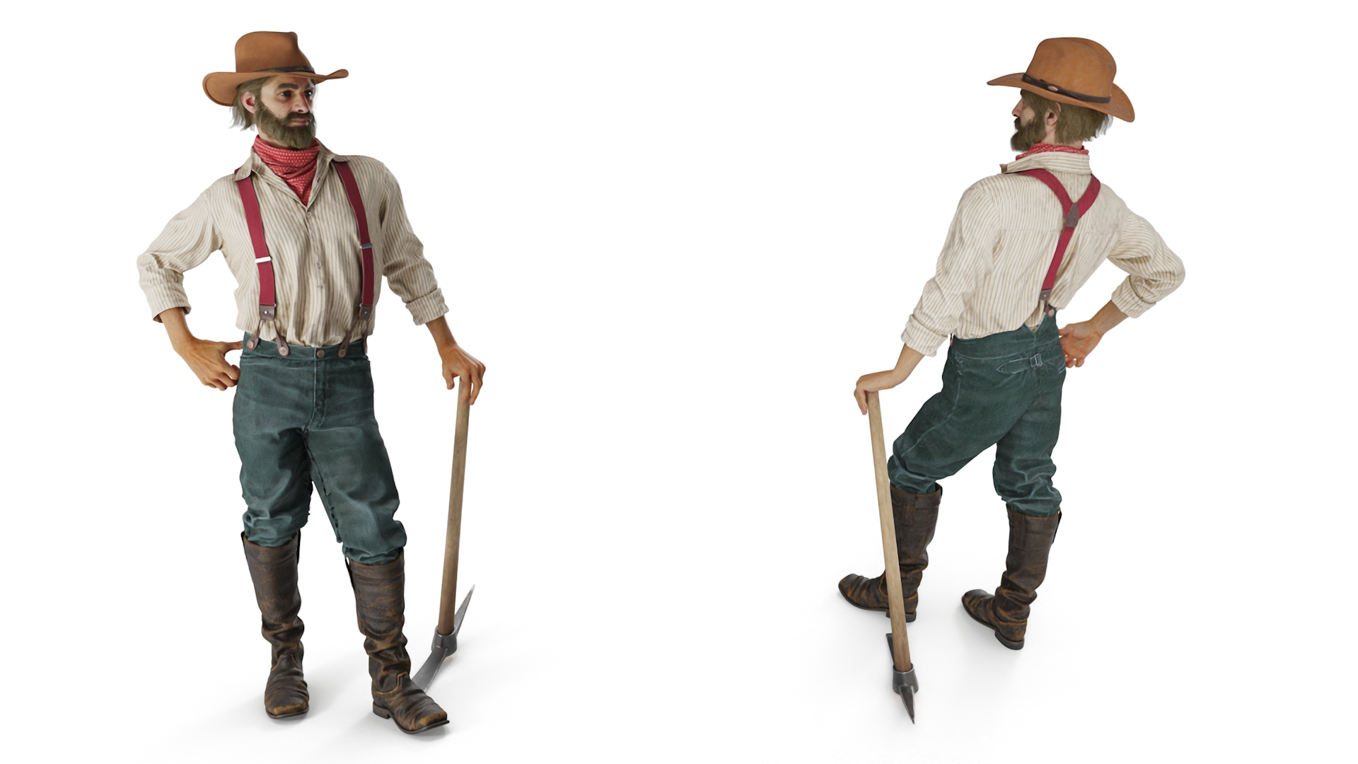 Old West Miner Resting 3D