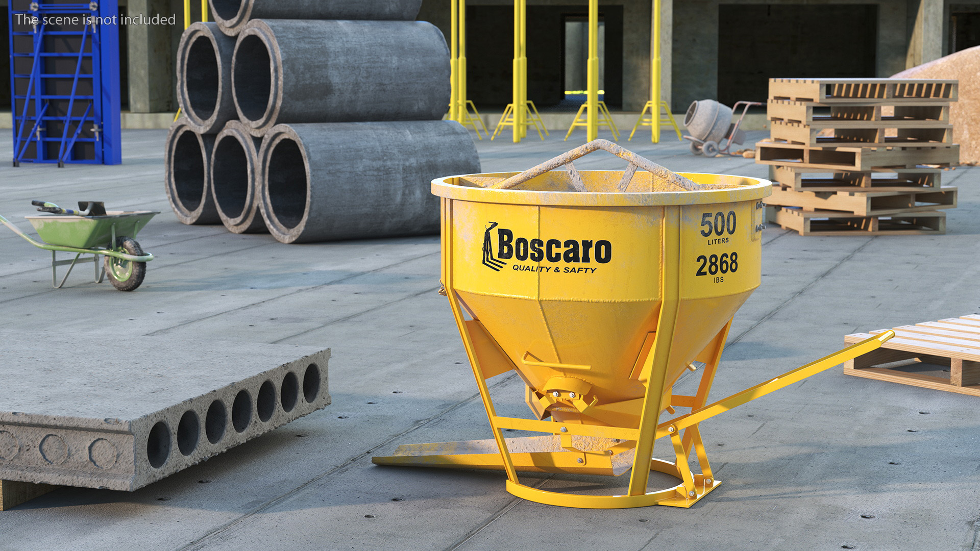 3D Empty Used Concrete Bucket