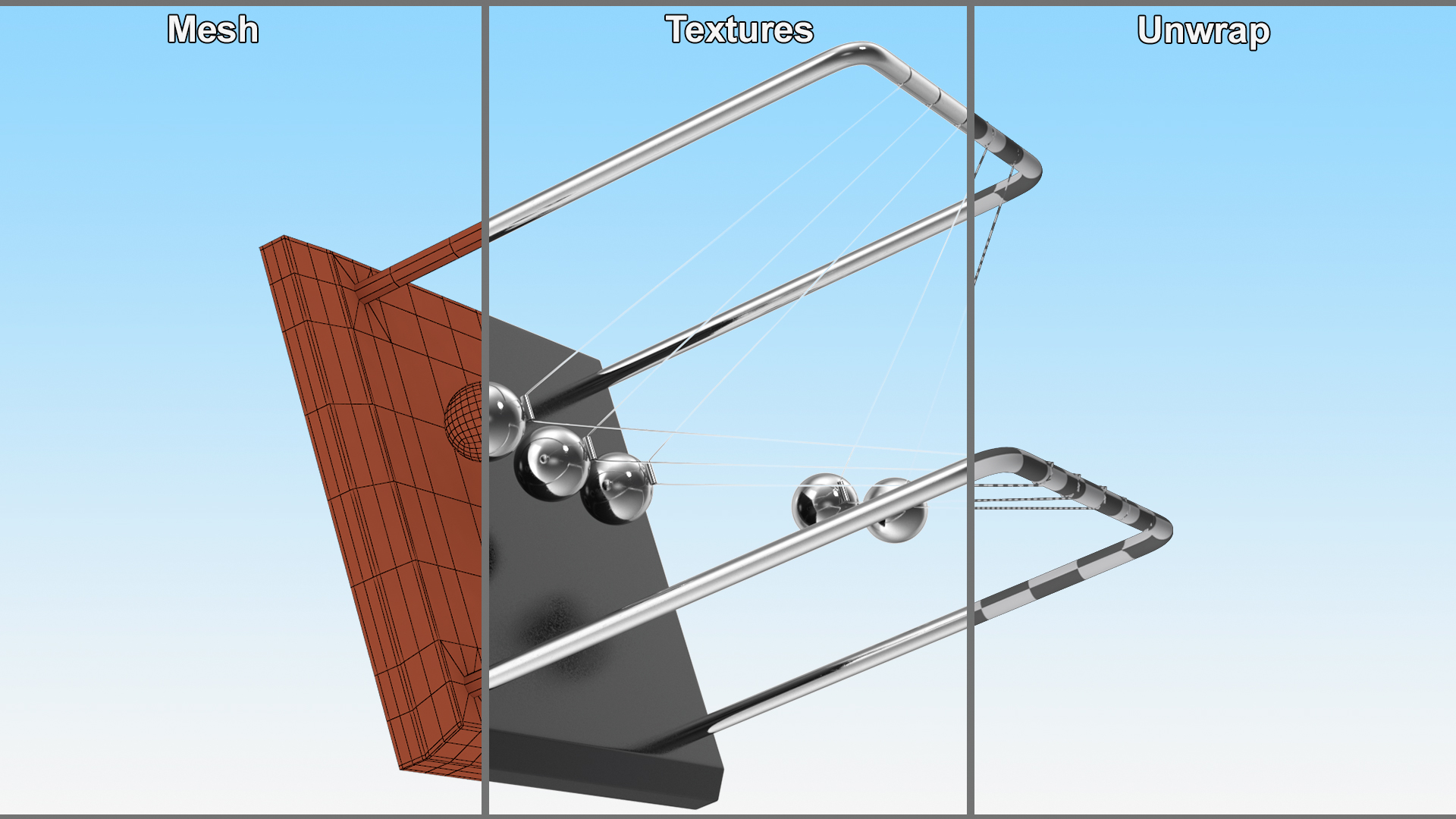 3D model Newtons Cradle Executive Desk Toy Rigged