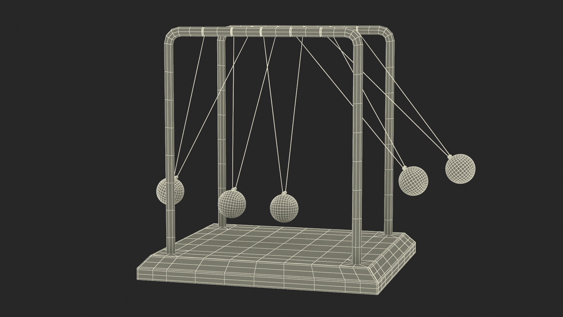 3D model Newtons Cradle Executive Desk Toy Rigged