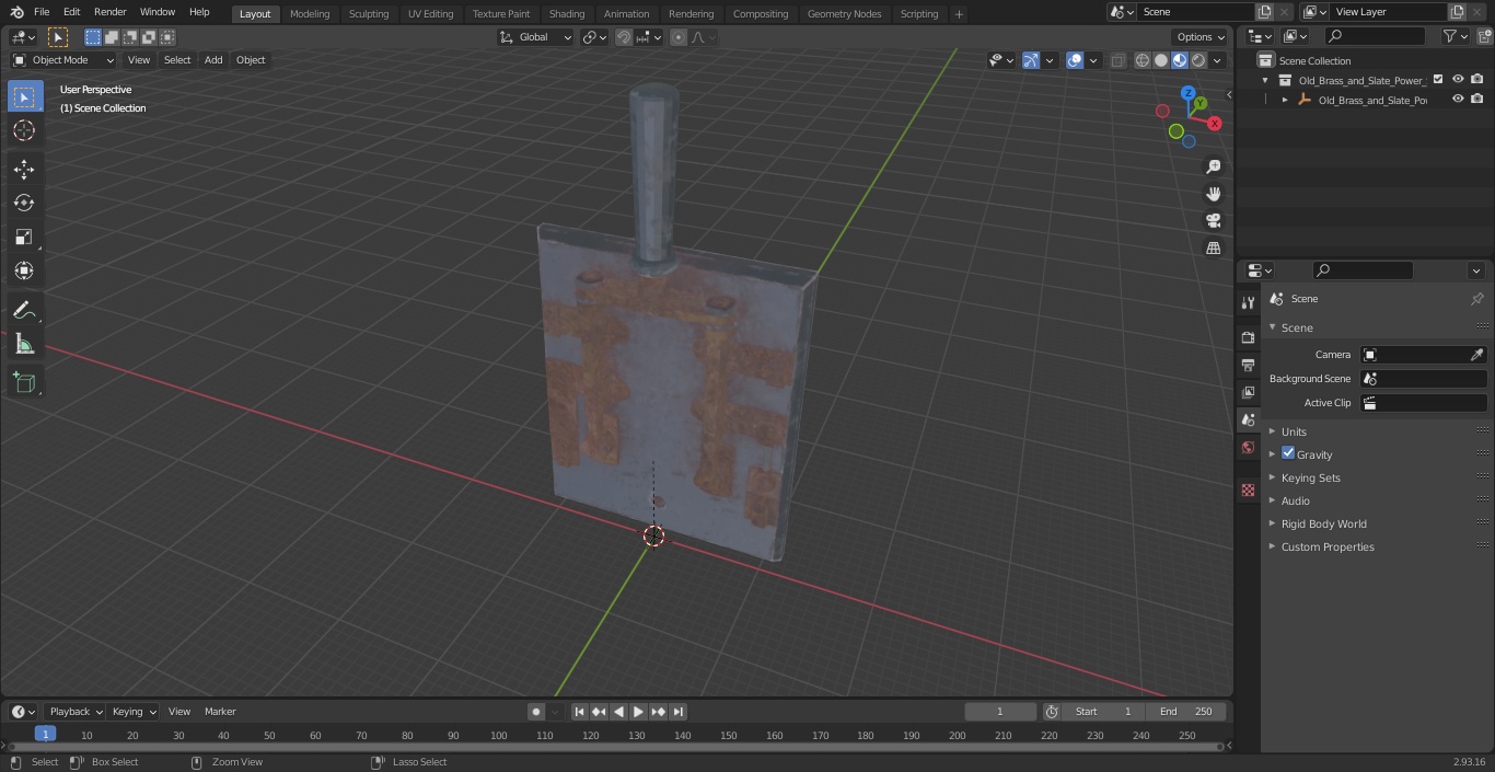 Old Brass and Slate Power Switch 3D
