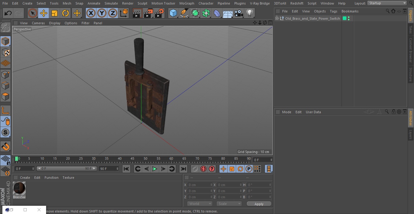 Old Brass and Slate Power Switch 3D