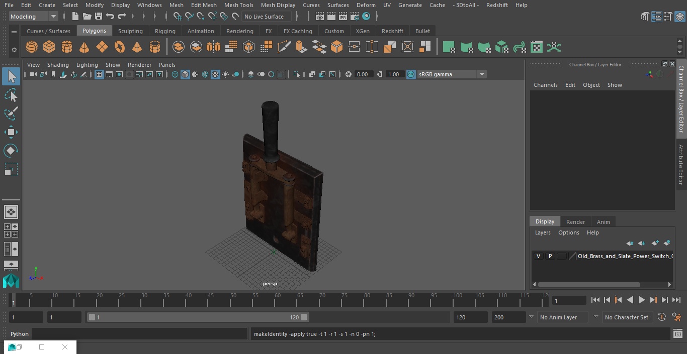 Old Brass and Slate Power Switch 3D