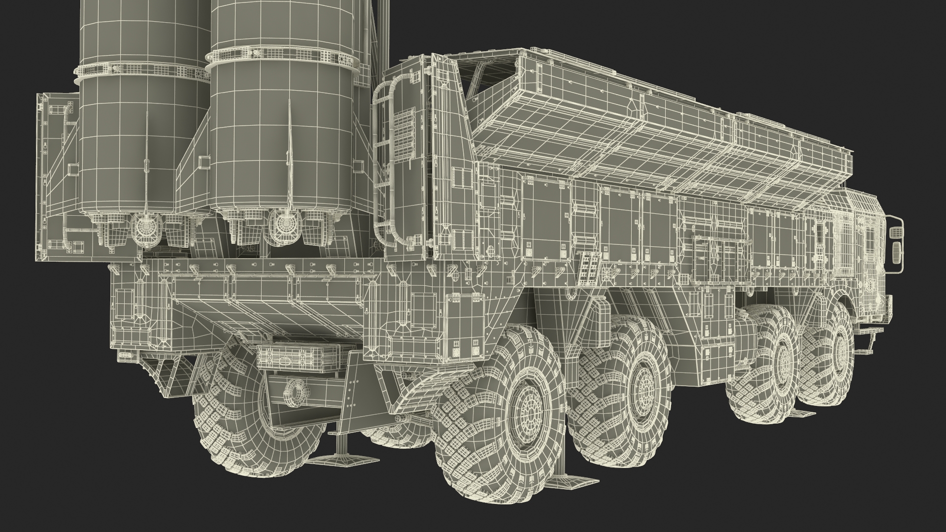 3D Military Missile Tactical Truck in Combat Readiness