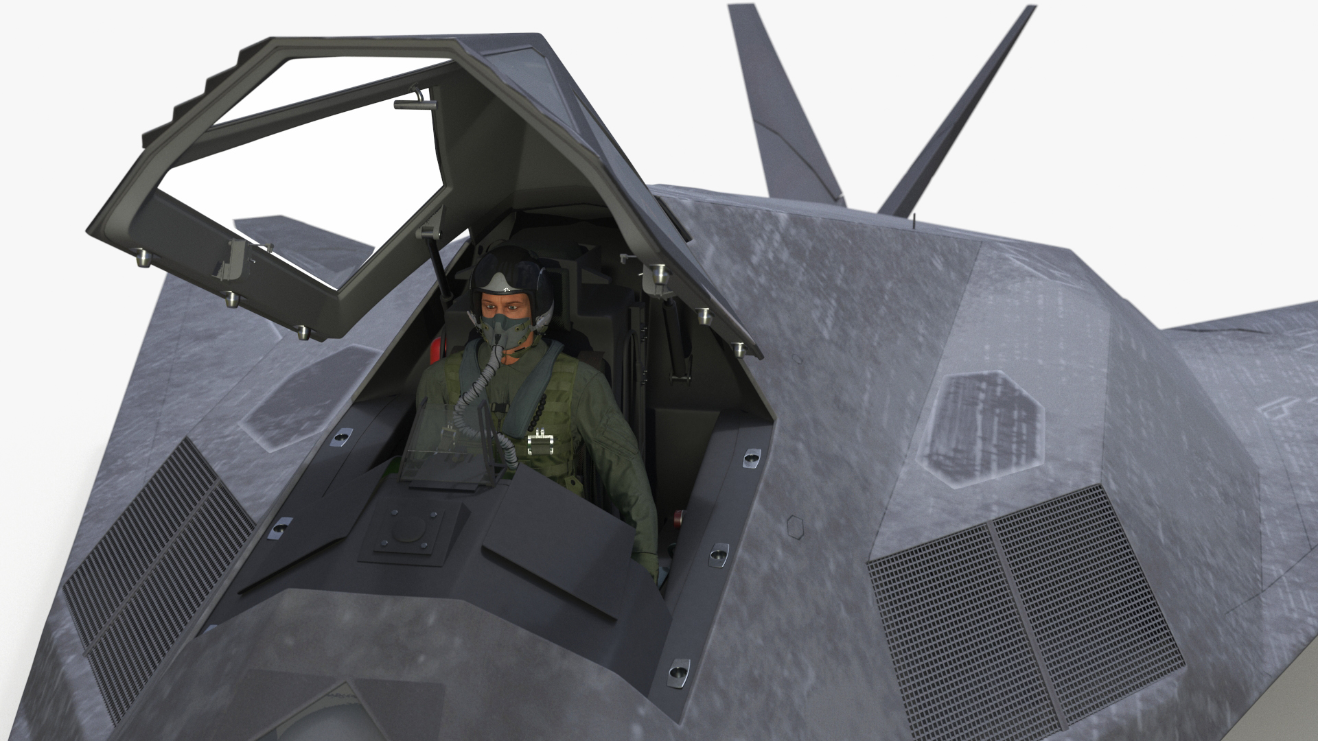 Combat Aircraft Stealth with Pilot 3D model