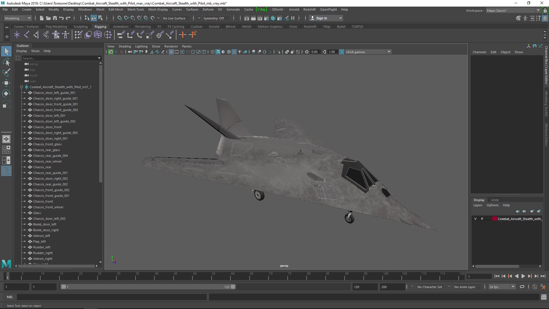 Combat Aircraft Stealth with Pilot 3D model