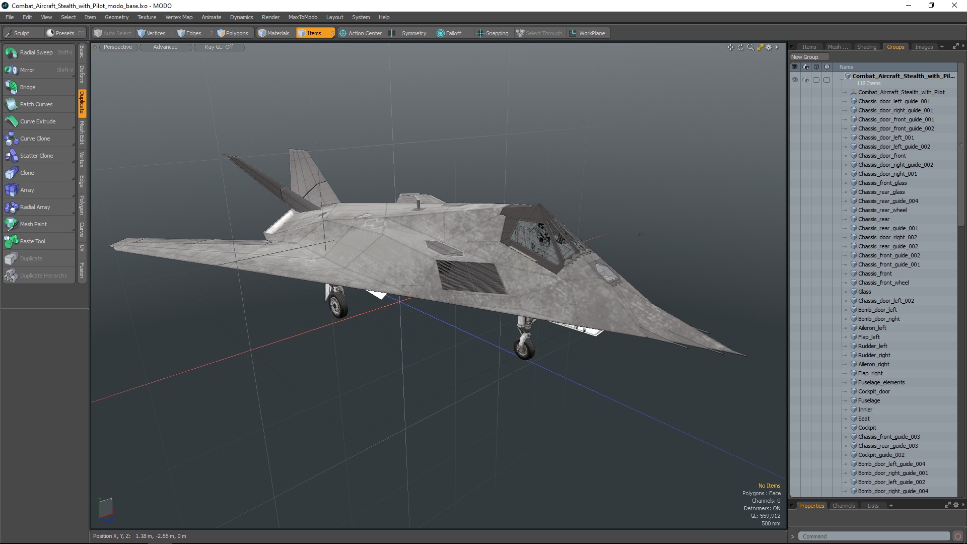 Combat Aircraft Stealth with Pilot 3D model