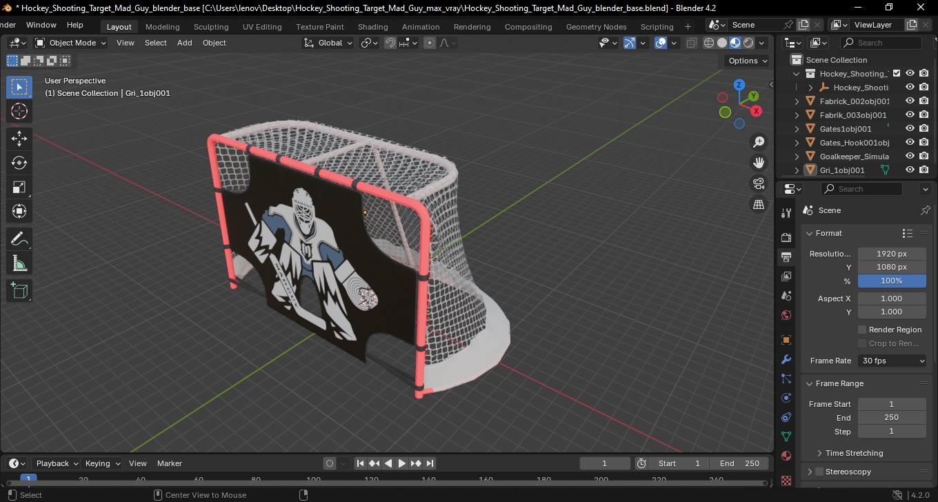 3D model Hockey Shooting Target Mad Guy