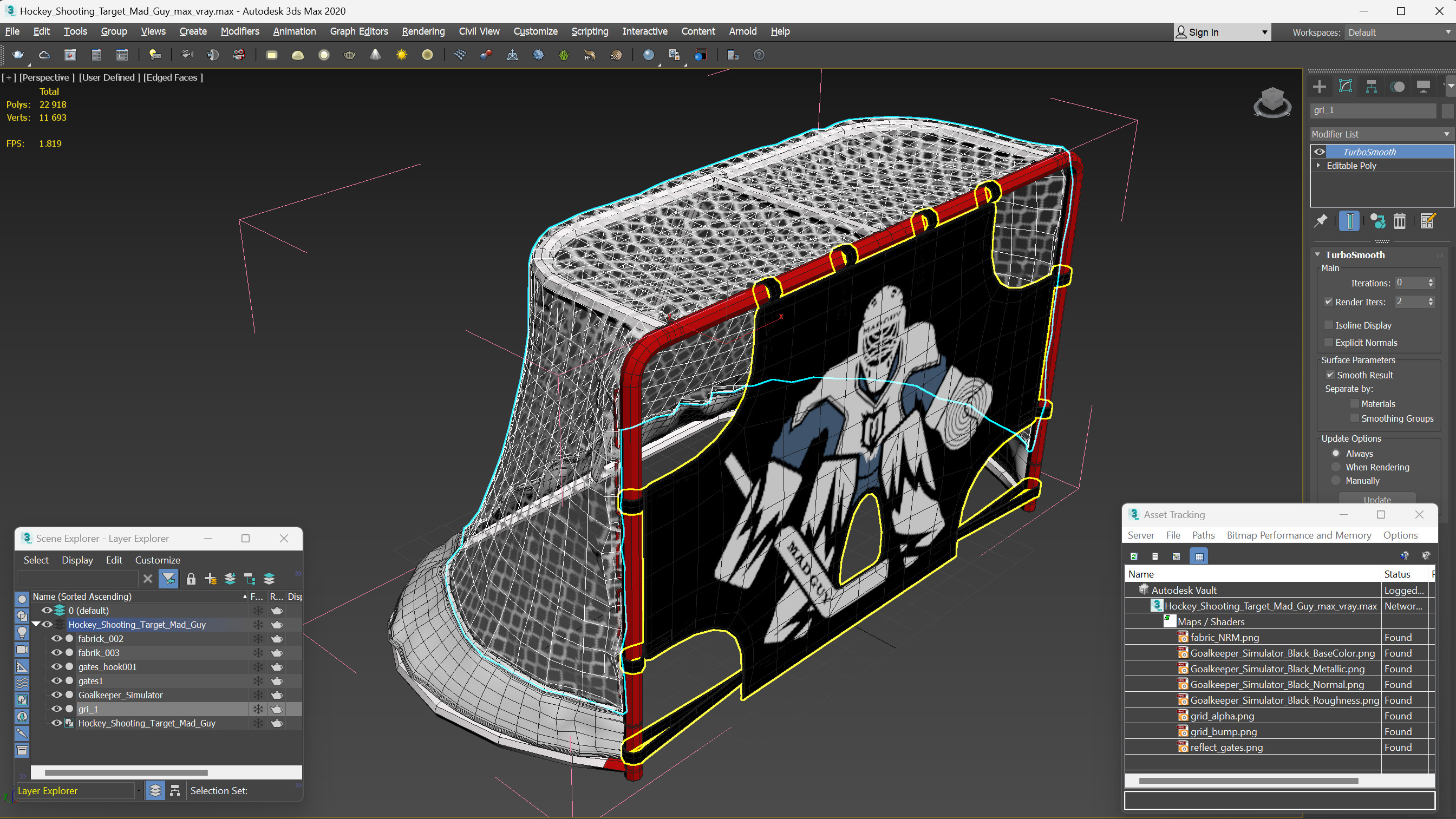 3D model Hockey Shooting Target Mad Guy