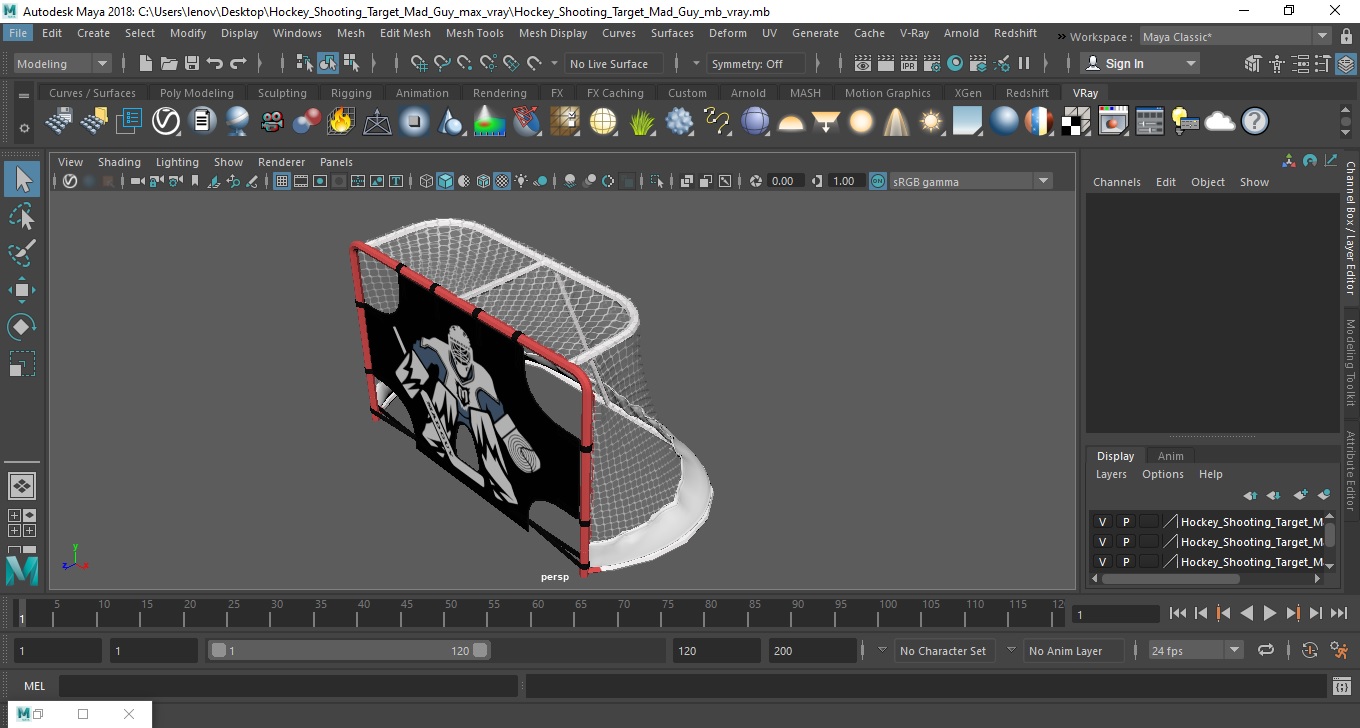3D model Hockey Shooting Target Mad Guy