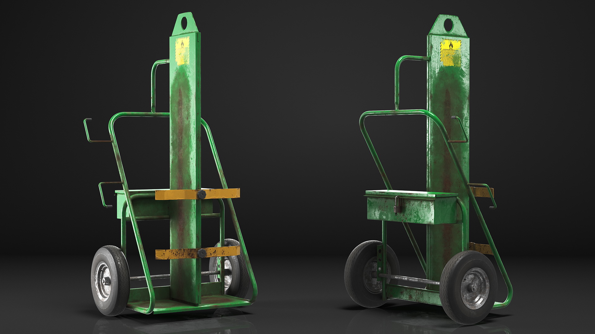 Dual Cylinder Gas Welding Cart Old 3D model