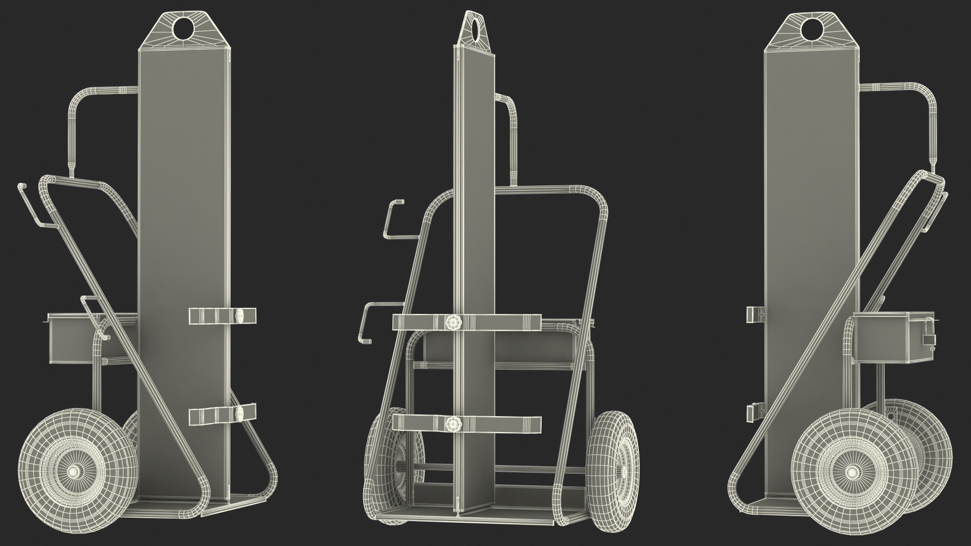 Dual Cylinder Gas Welding Cart Old 3D model