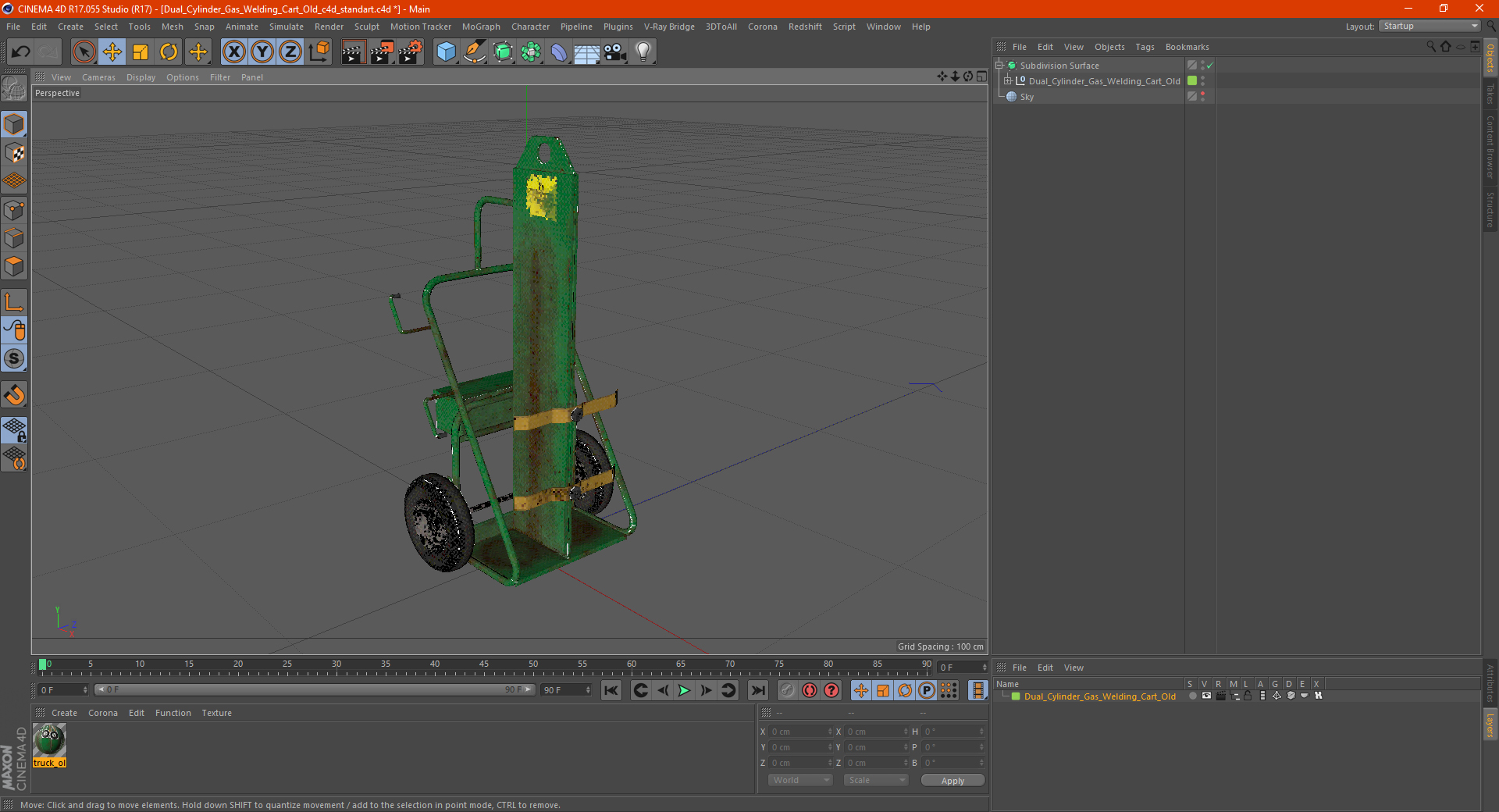 Dual Cylinder Gas Welding Cart Old 3D model