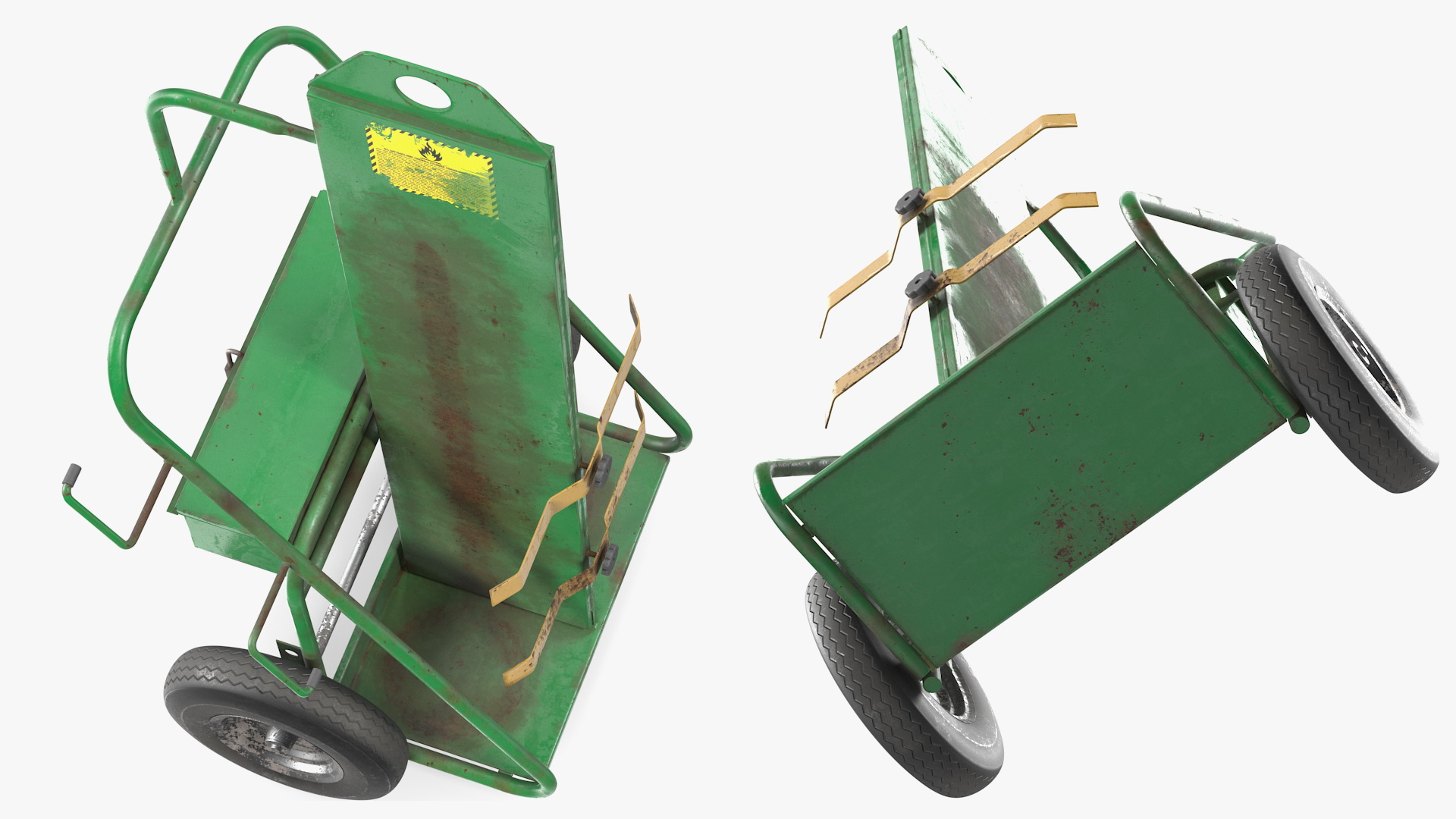 Dual Cylinder Gas Welding Cart Old 3D model