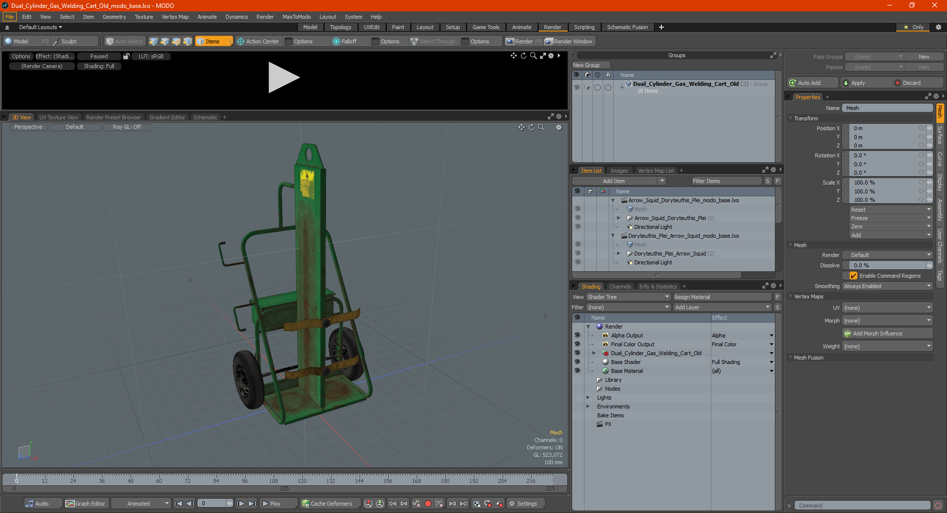 Dual Cylinder Gas Welding Cart Old 3D model