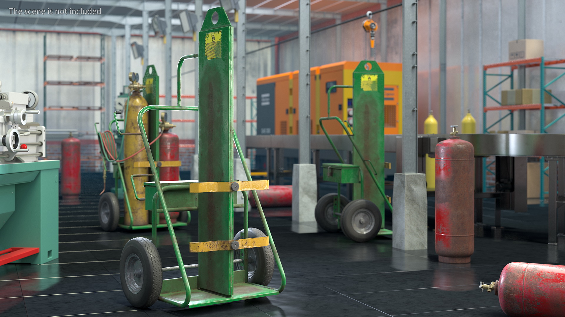 Dual Cylinder Gas Welding Cart Old 3D model