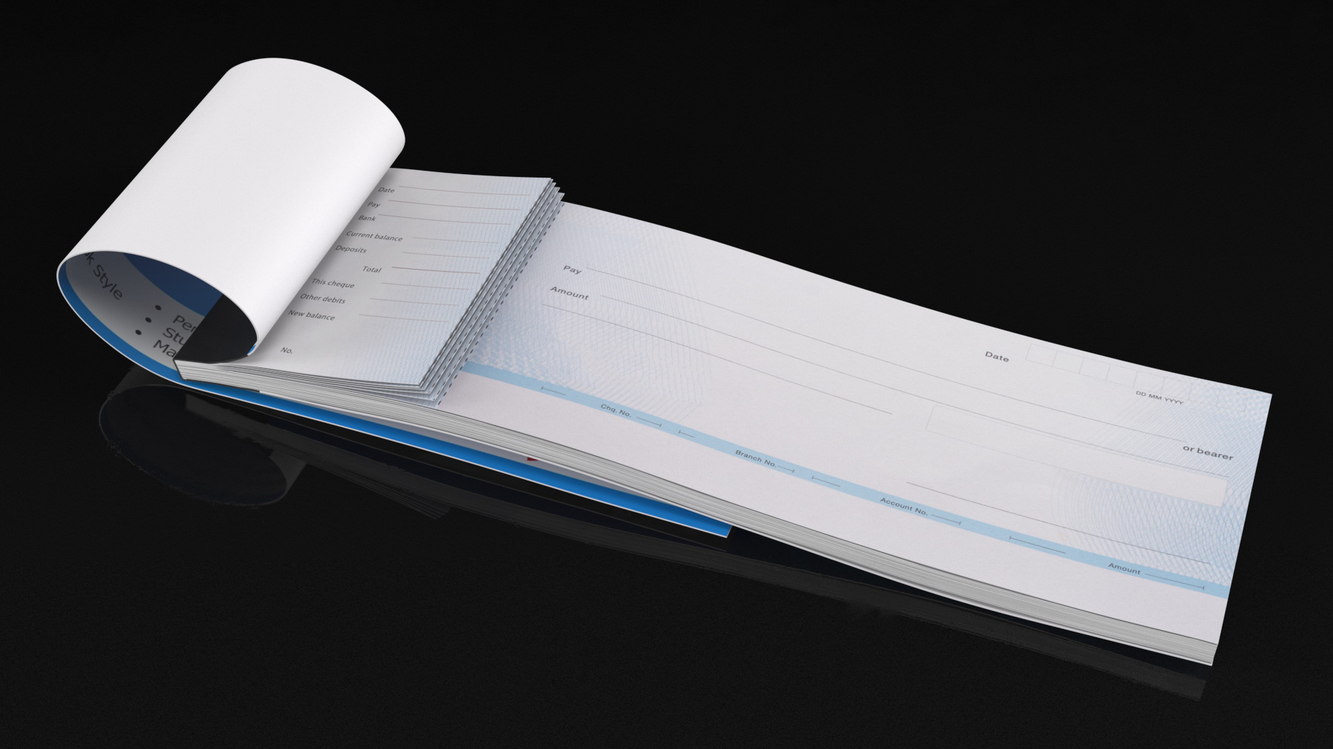 Cheque Book Torn Pages 3D