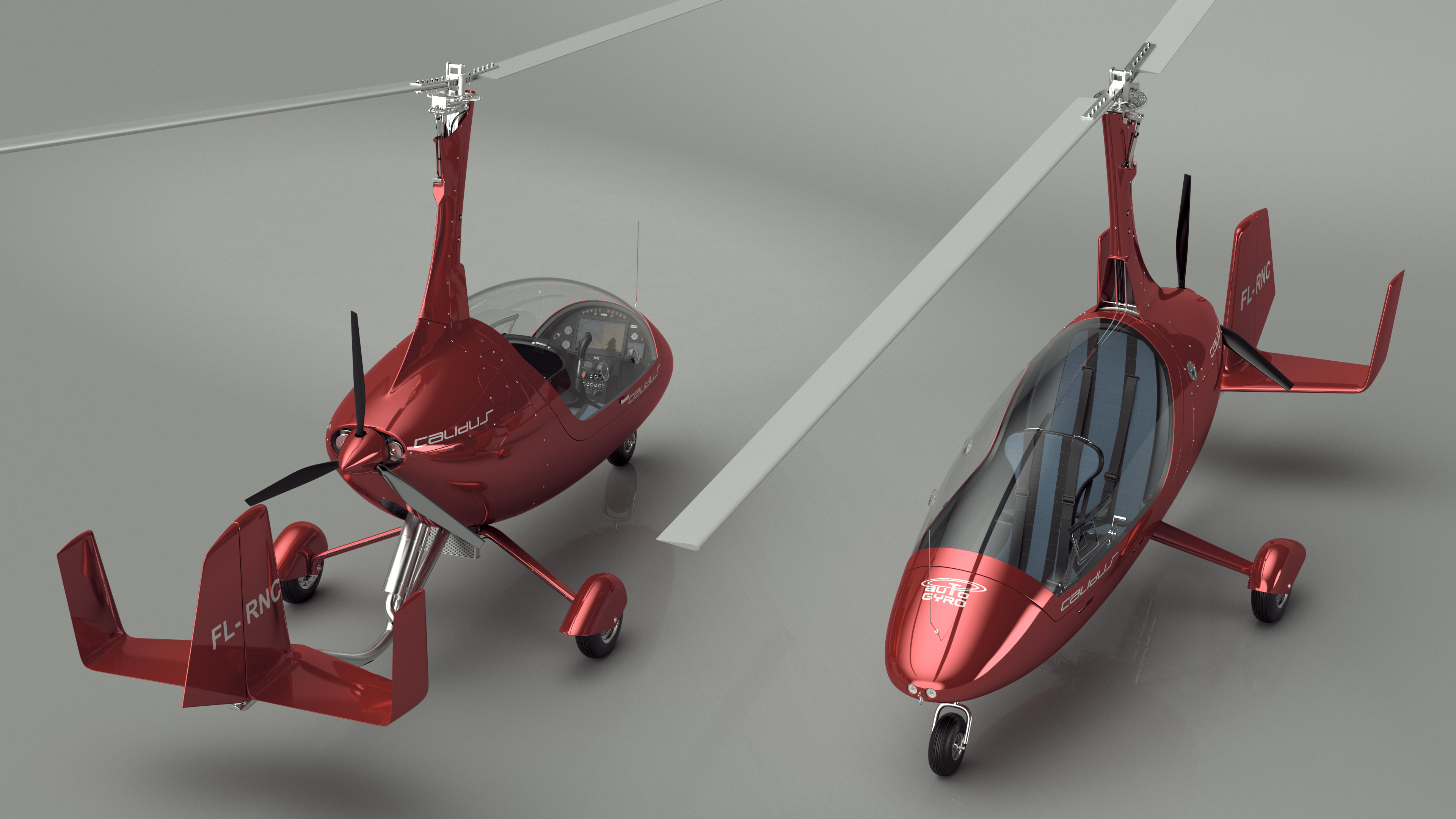 Gyroplane Calidus 912 Red Rigged 3D
