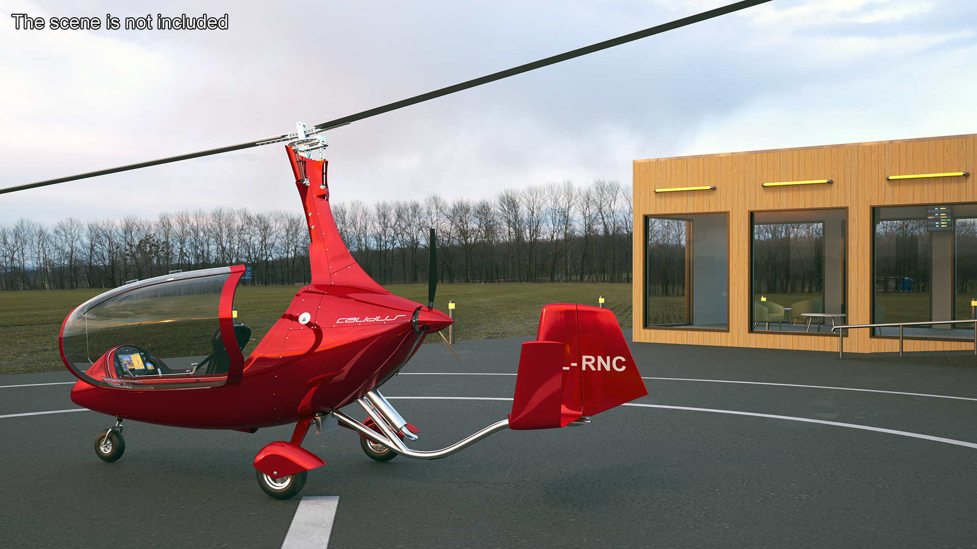 Gyroplane Calidus 912 Red Rigged 3D