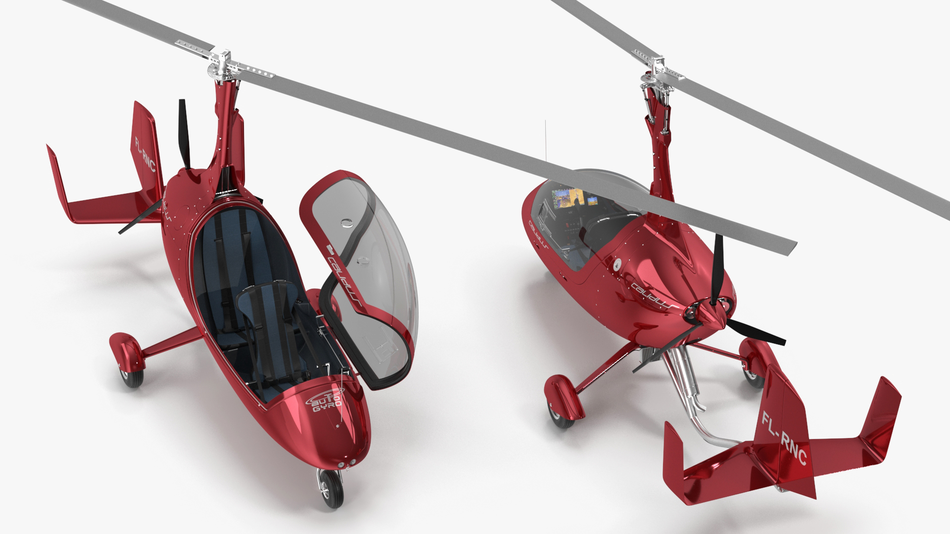 Gyroplane Calidus 912 Red Rigged 3D