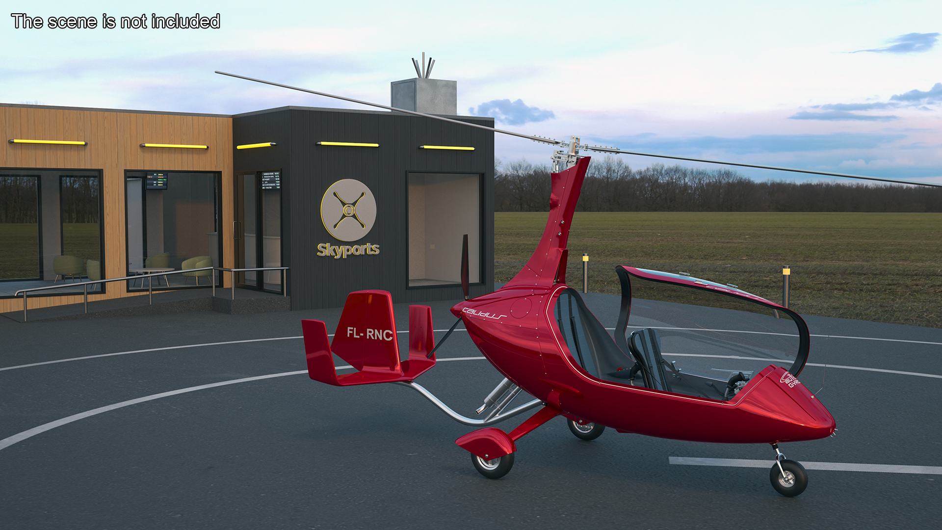 Gyroplane Calidus 912 Red Rigged 3D