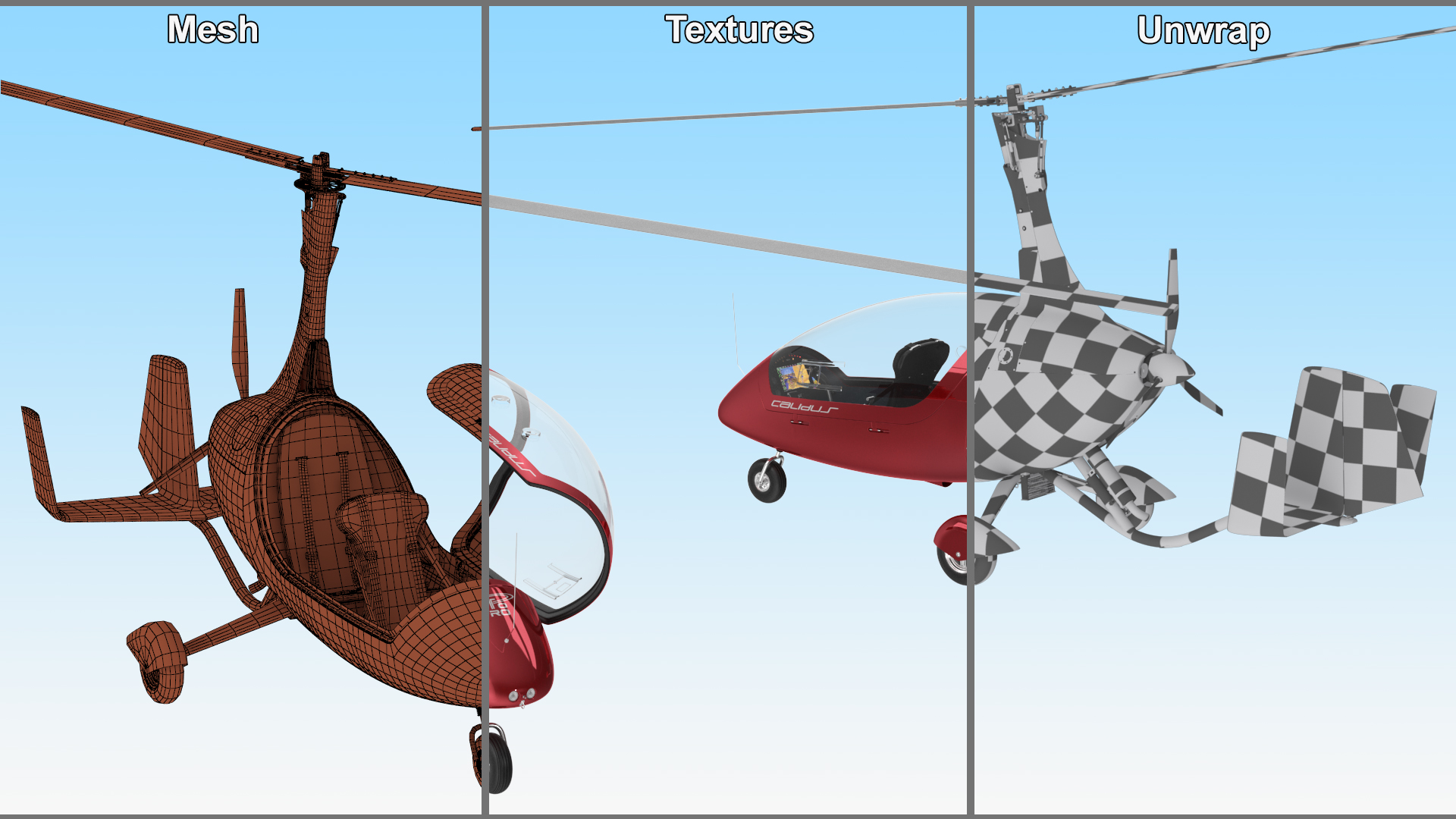 Gyroplane Calidus 912 Red Rigged 3D