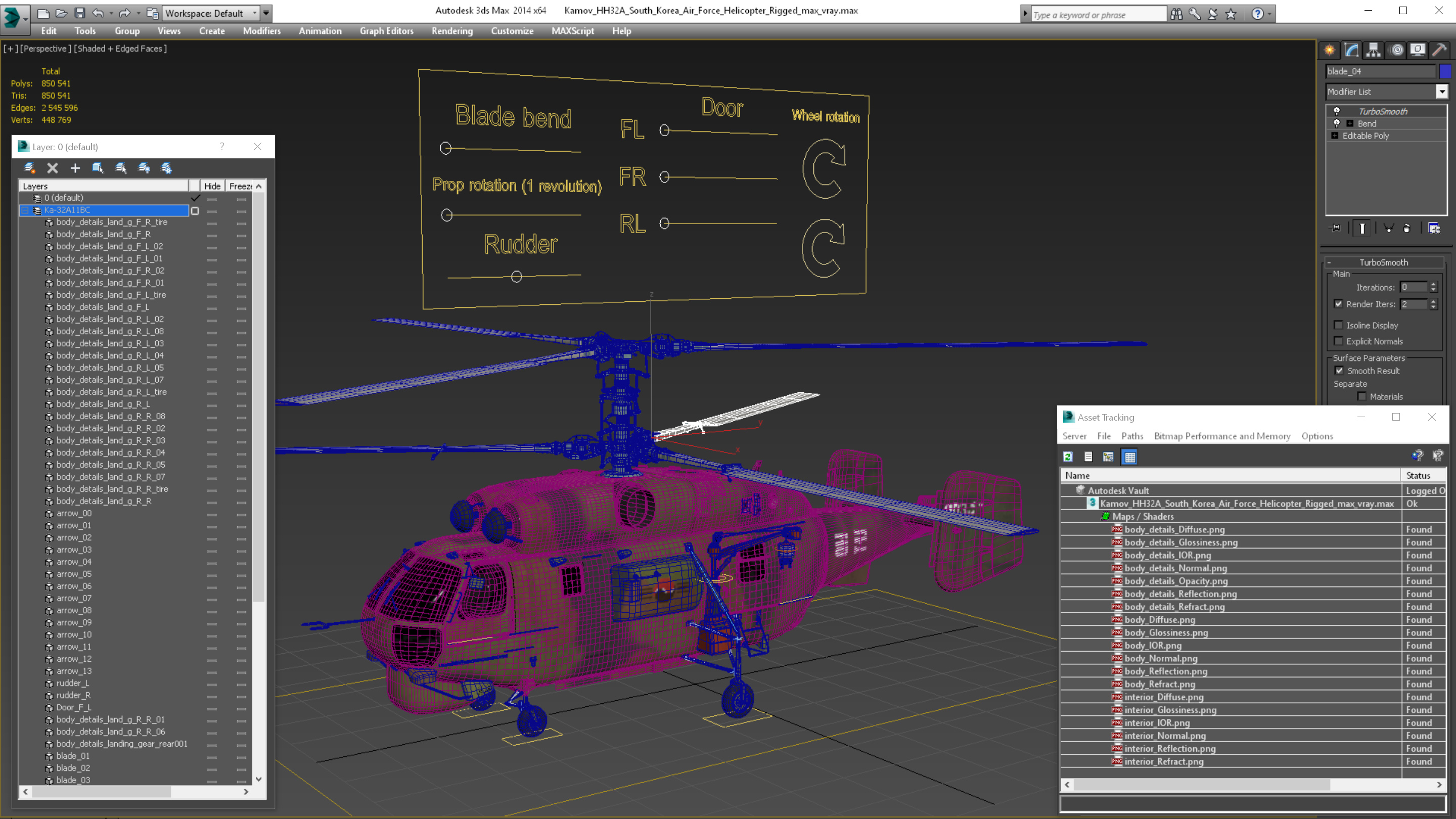 3D Kamov HH32A South Korea Air Force Helicopter Rigged