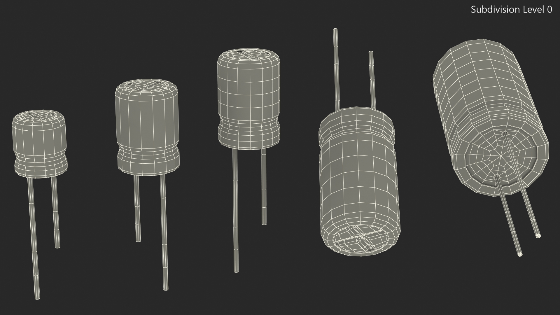 3D model Aluminum Electrolytic Capacitor Set