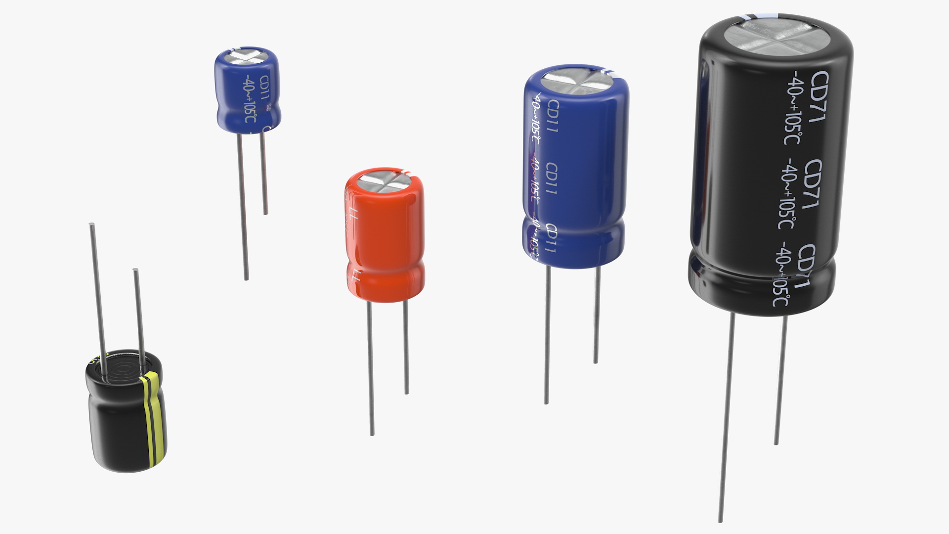 3D model Aluminum Electrolytic Capacitor Set